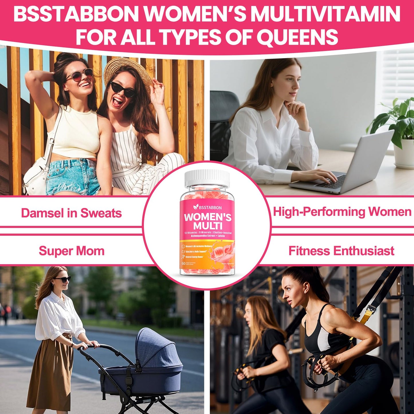 BSSTABBON Organic Women's Multivitamin Gummies 120 Count