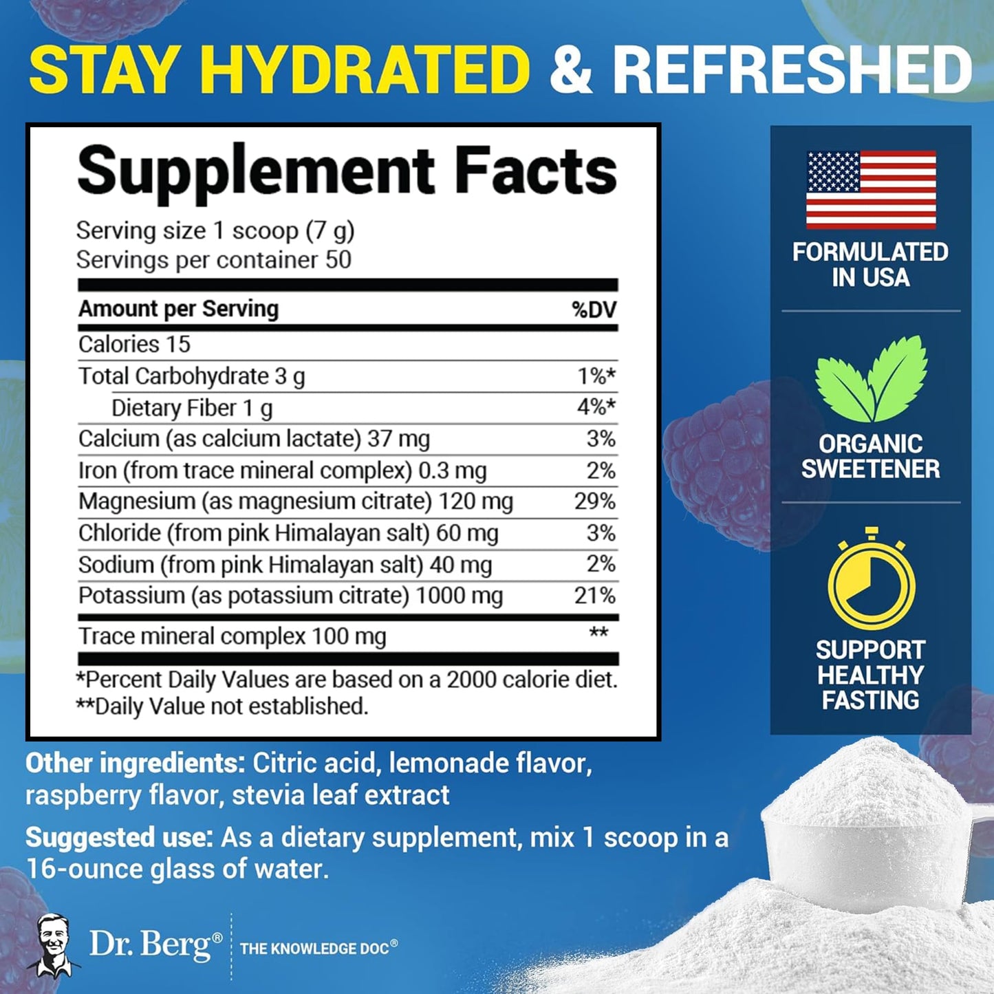 Dr. Berg Nutritionals Zero Sugar Hydration Keto Electrolyte Powder, 11.6 oz