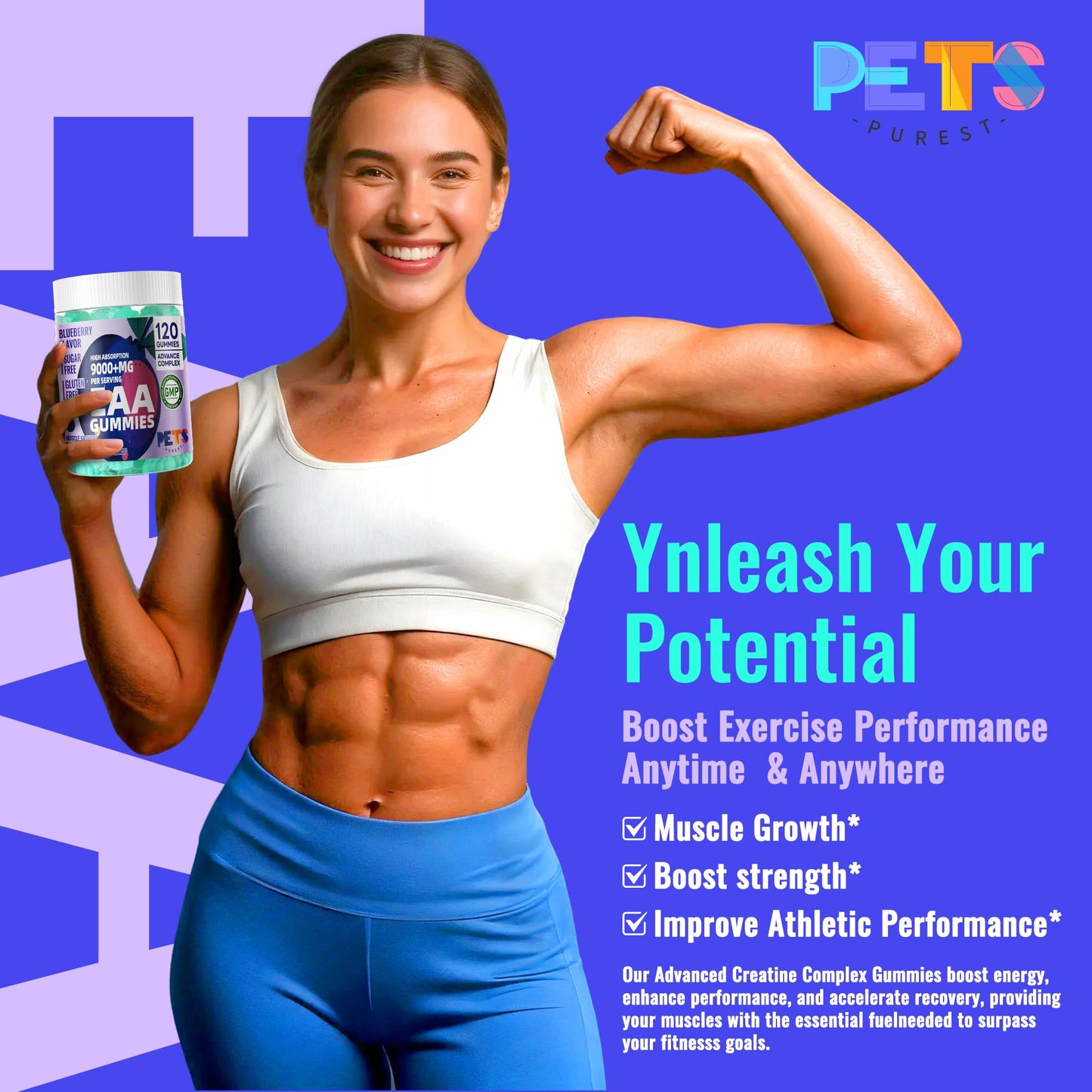 Pets Purest Essential Amino Acids (EAA) & BCAAs Gummies 120