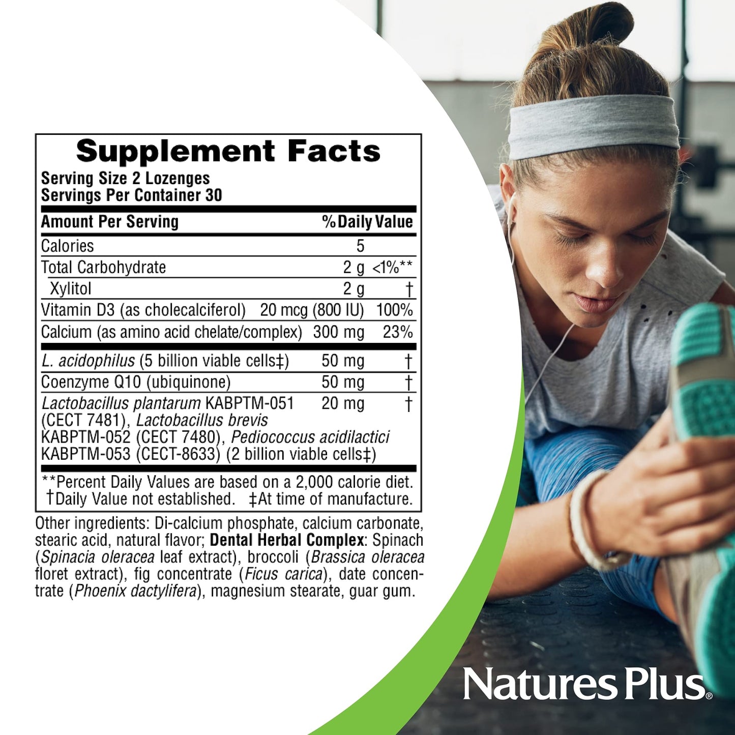 NaturesPlus Adult’s Dental Care Probiotic Lozenges 60 Count