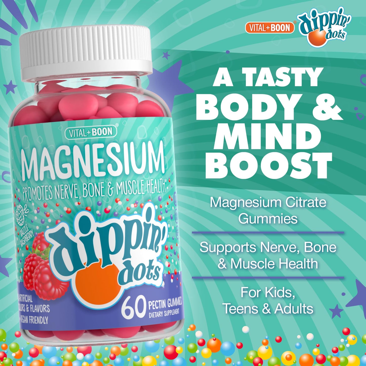 Vital+Boon Magnesium Citrate Gummies 60 Count