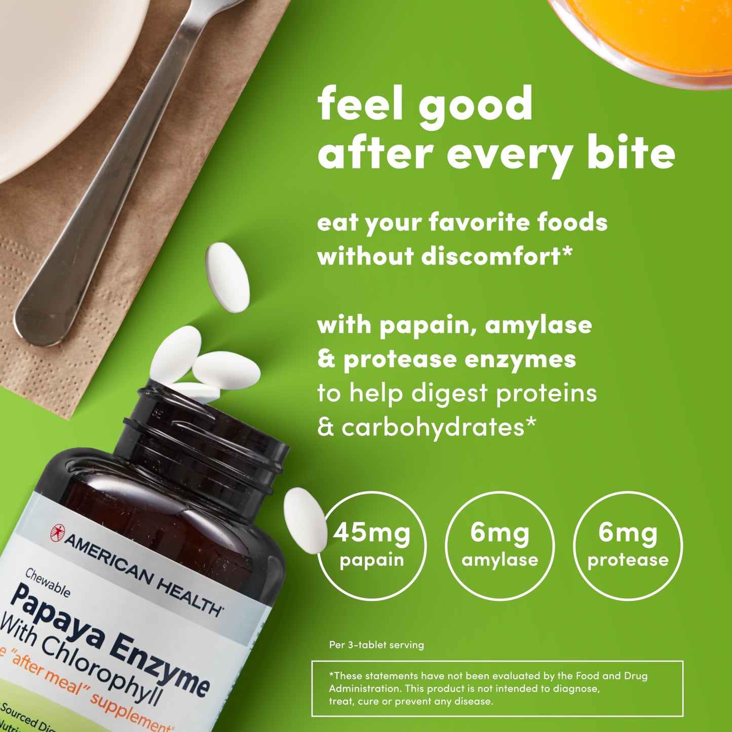 American Health Papaya Enzyme Caplets 250