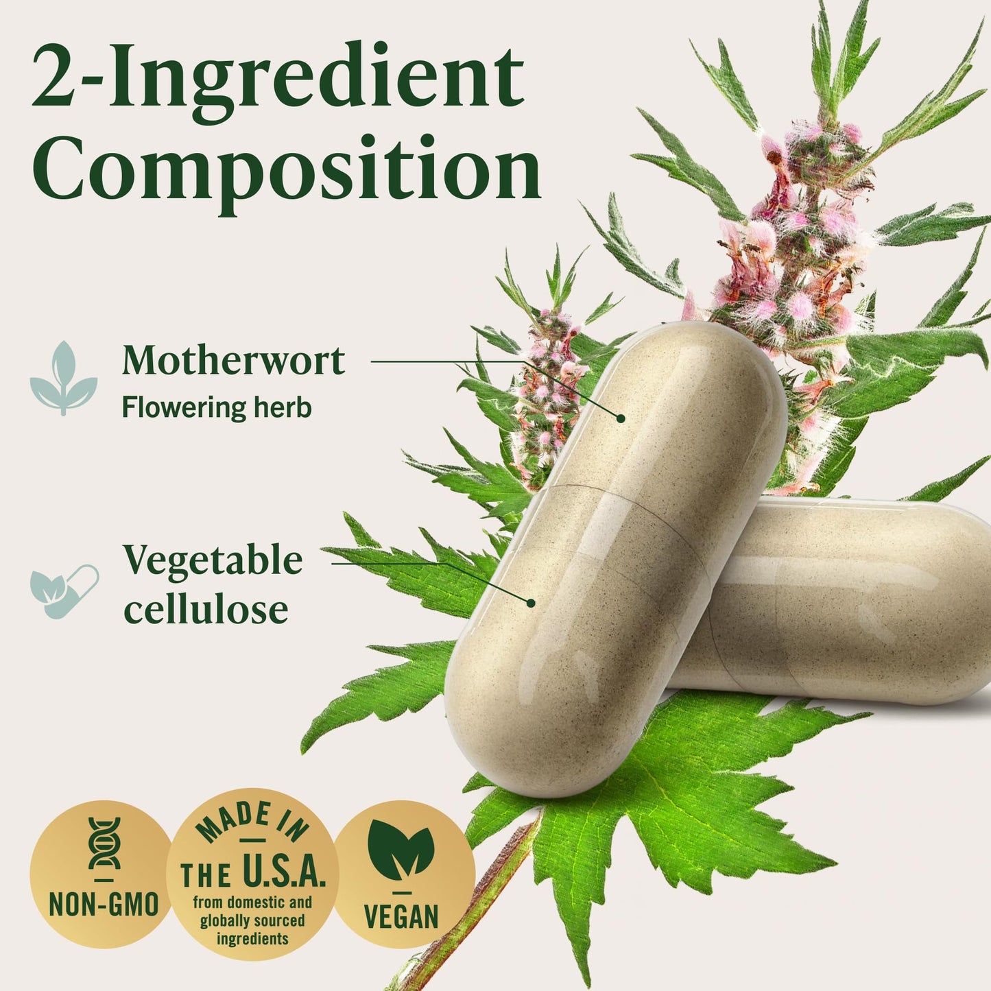 HERBAMAMA Motherwort Capsules 100 Count