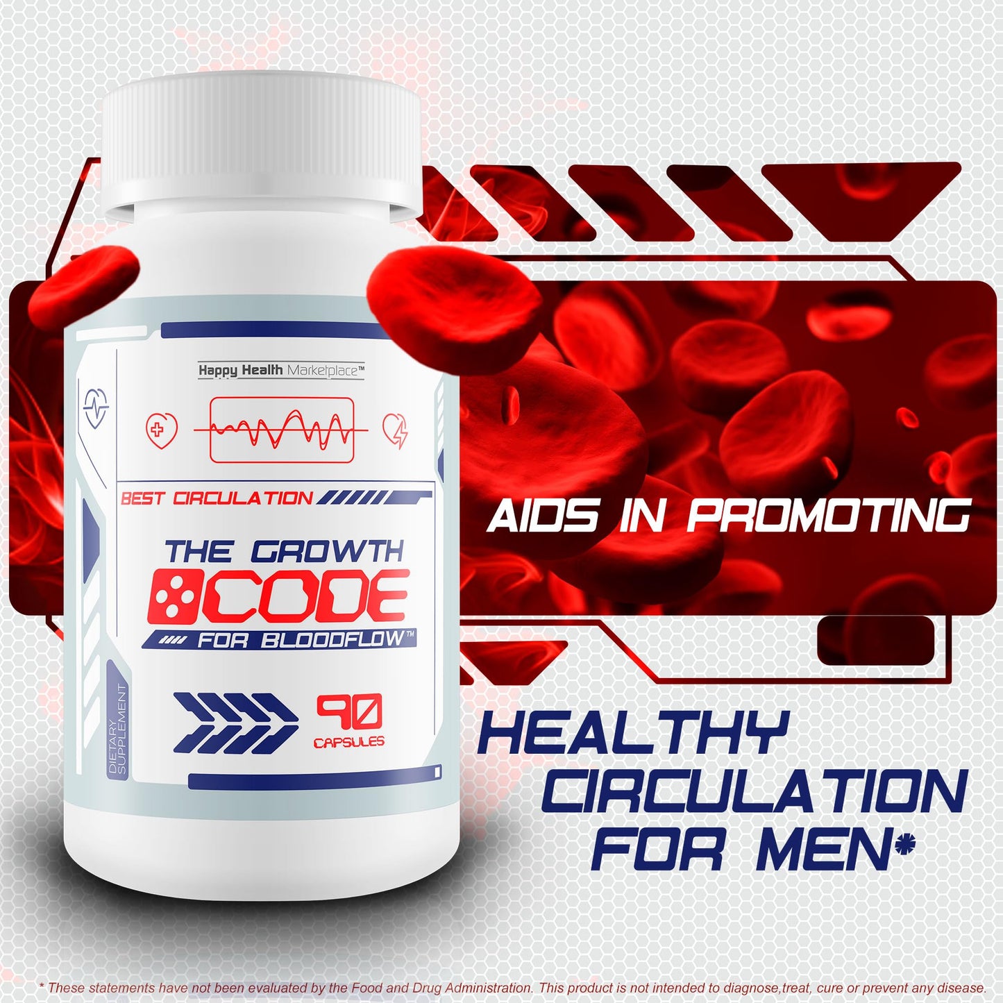 Happy Health Marketplace The Growth Code For Bloodflow Capsules 90 Count