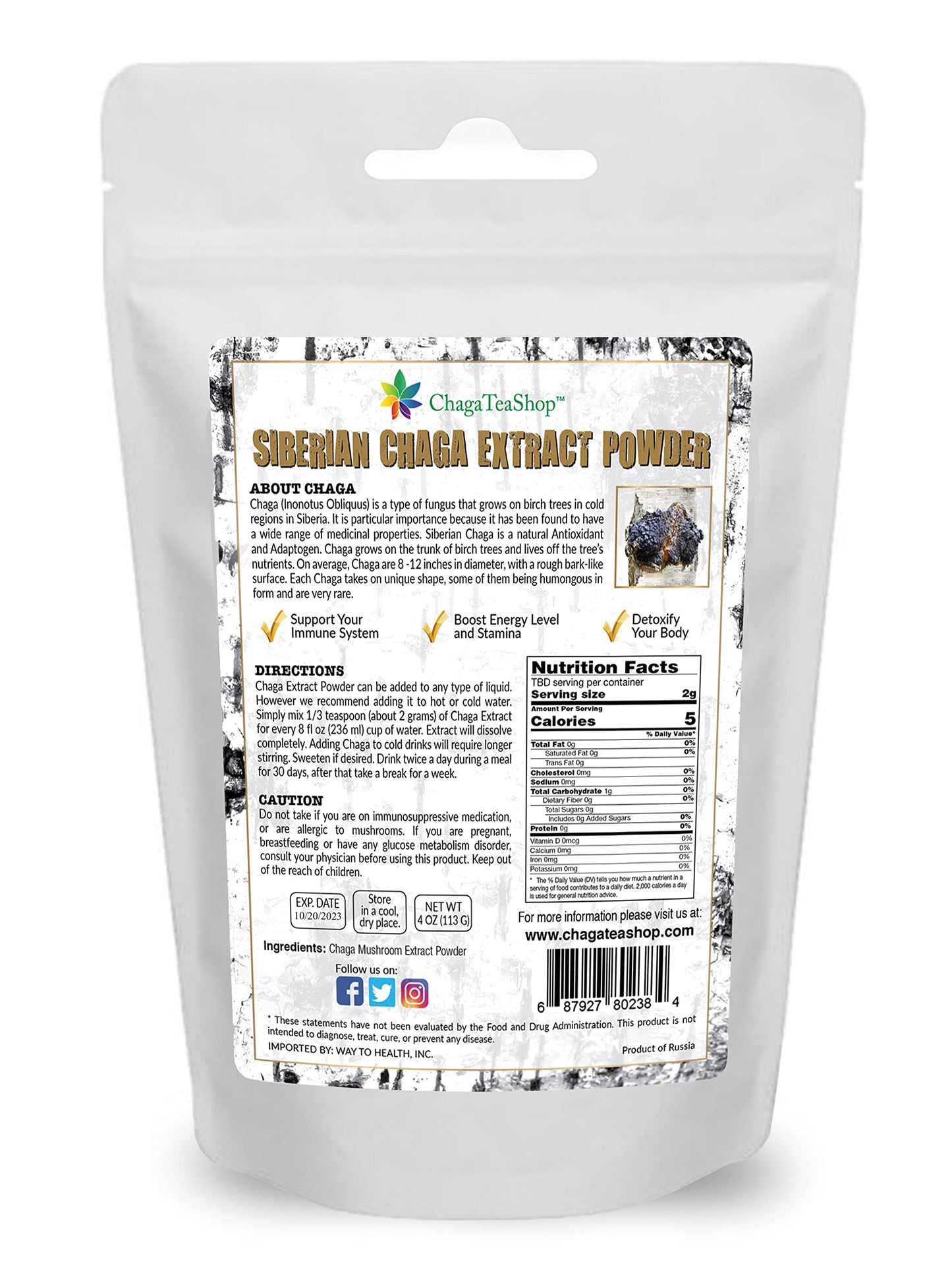 ChagaTeaShop Siberian Chaga Mushroom Extract Powder 4 oz