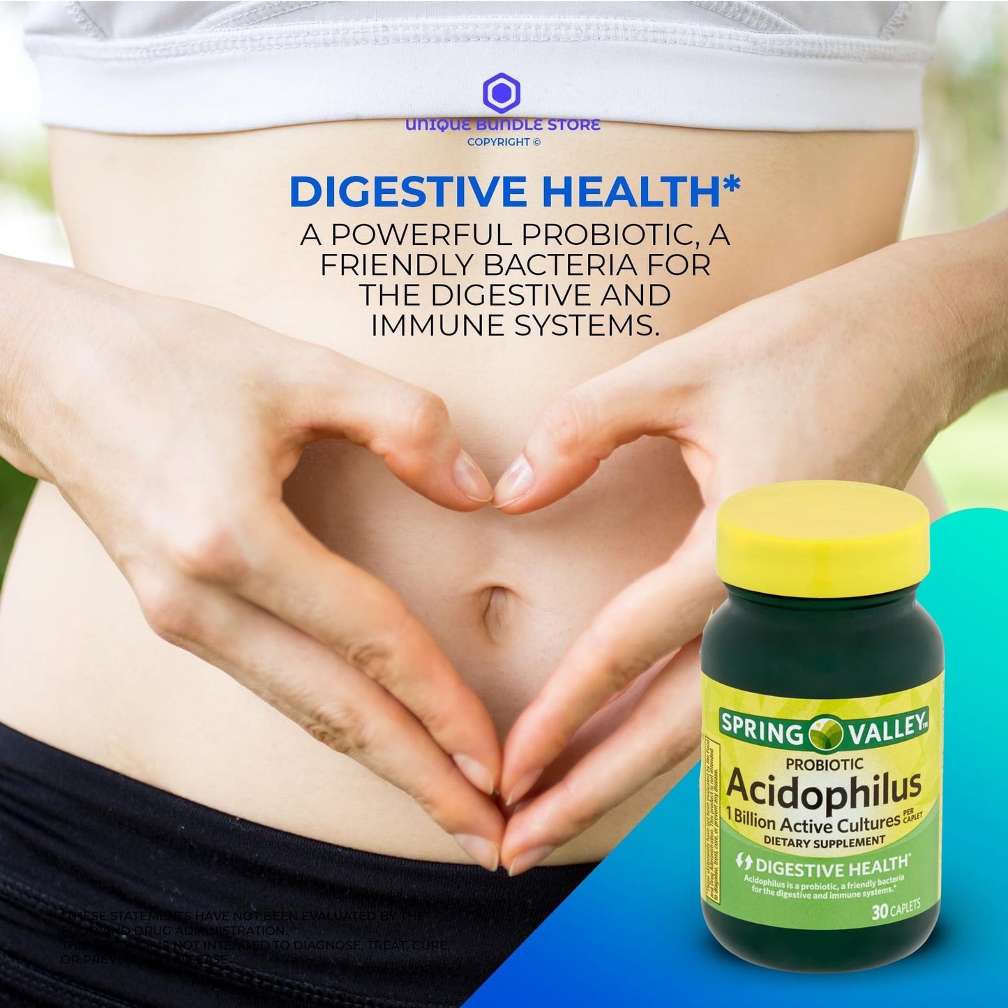 Unique Bundle Store Probiotic Acidophilus Caplets, 30 Count