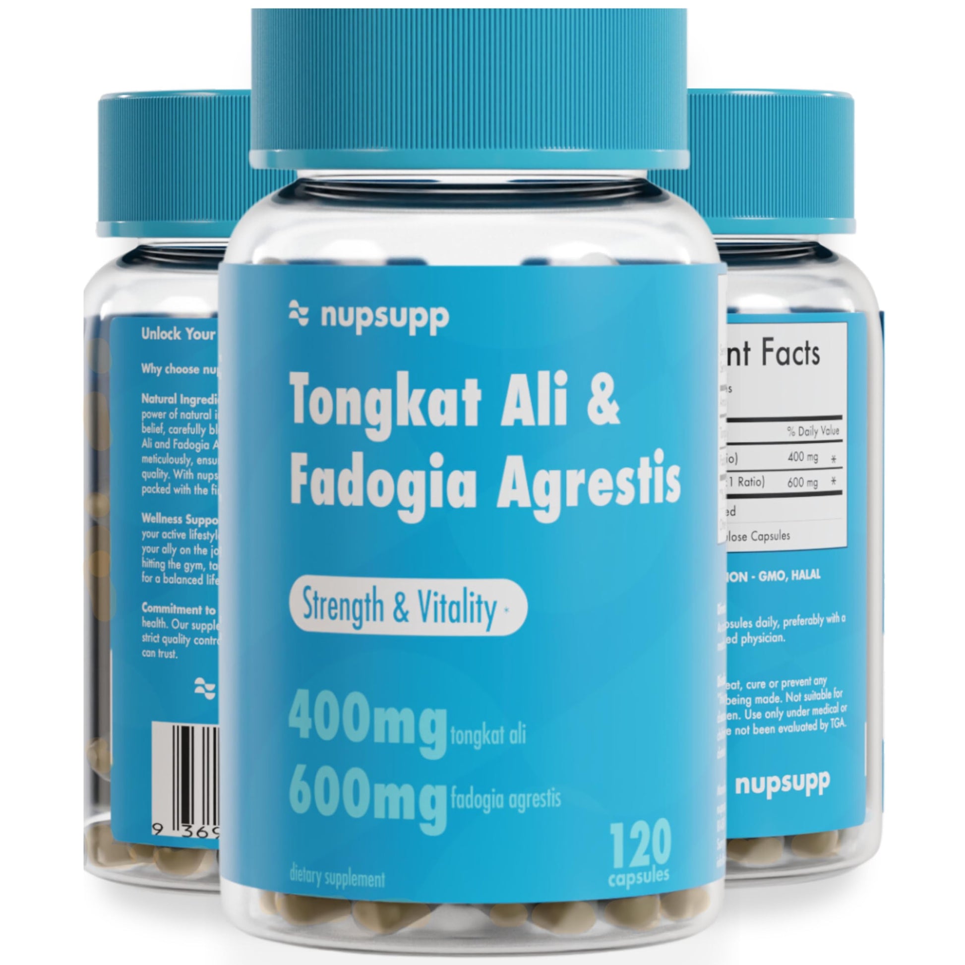 nupsupp Tongkat Ali & Fadogia Agrestis Supplement 120 Capsules