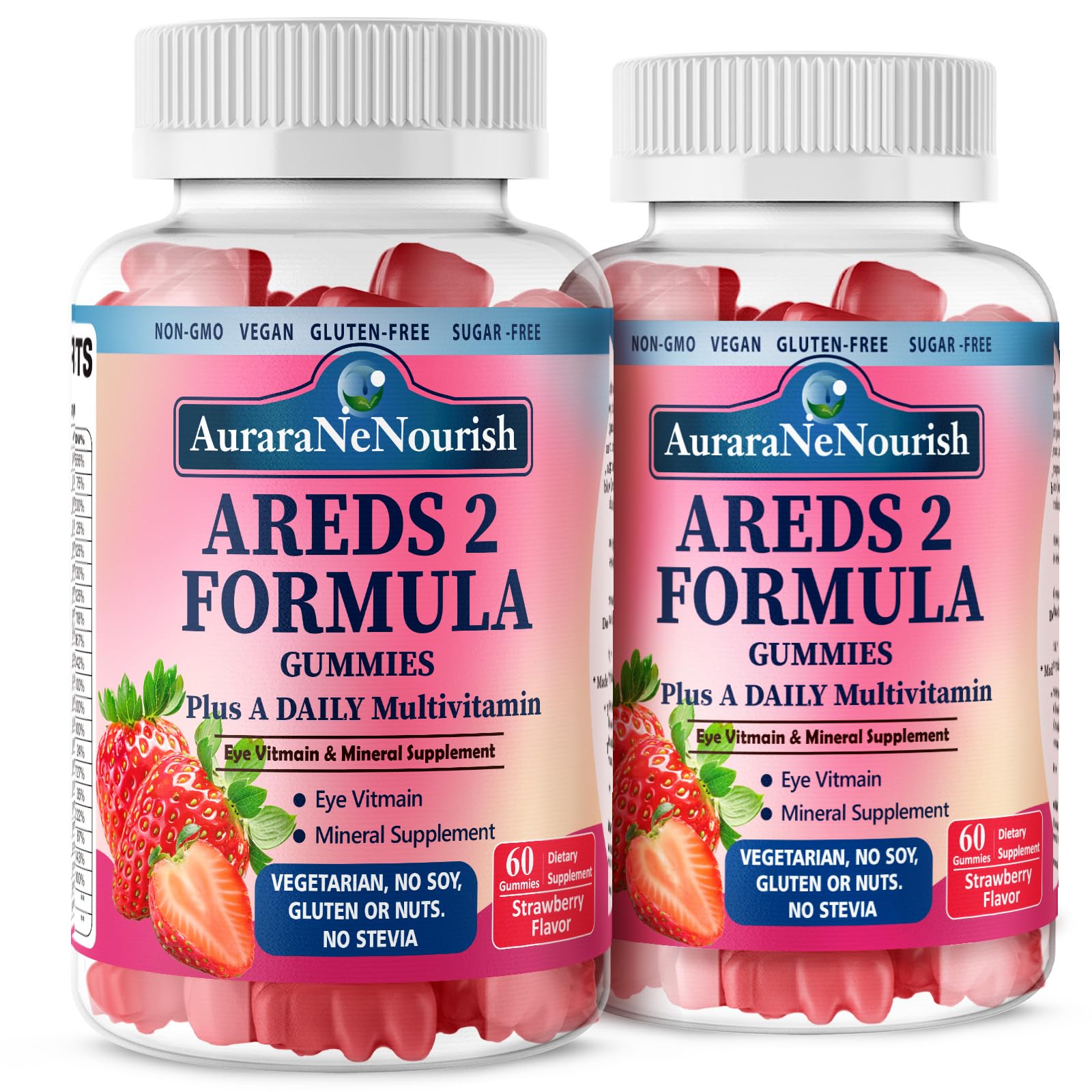 AuraraNeNourish AREDS 2 + Advanced Formula for Macular Health, 22-in-1 Eye Vitamin & Mineral Supplement with Zeaxanthin, Zinc & Vitamin C, 120 Gummies