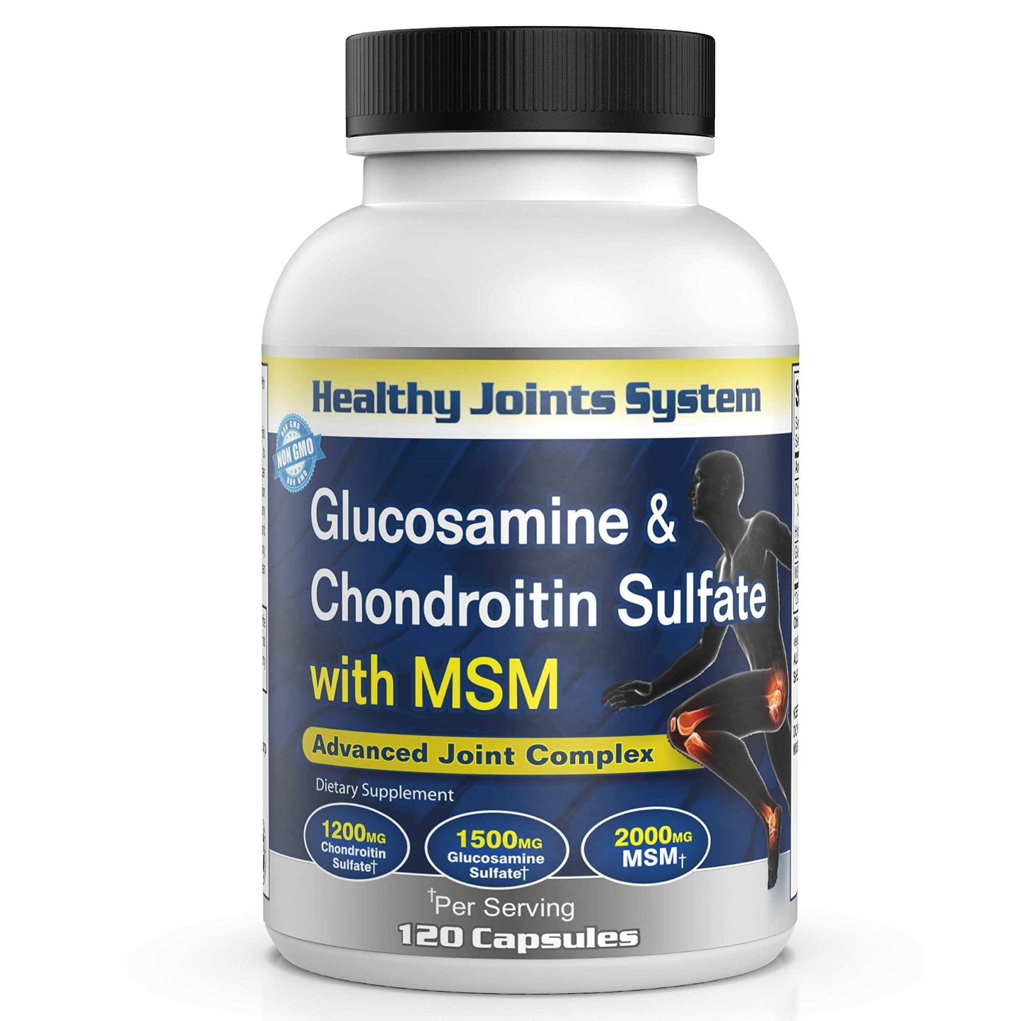 Healthy Joints System Glucosamine Chondroitin MSM Supplement for Joint & Bone Health 120 Capsules