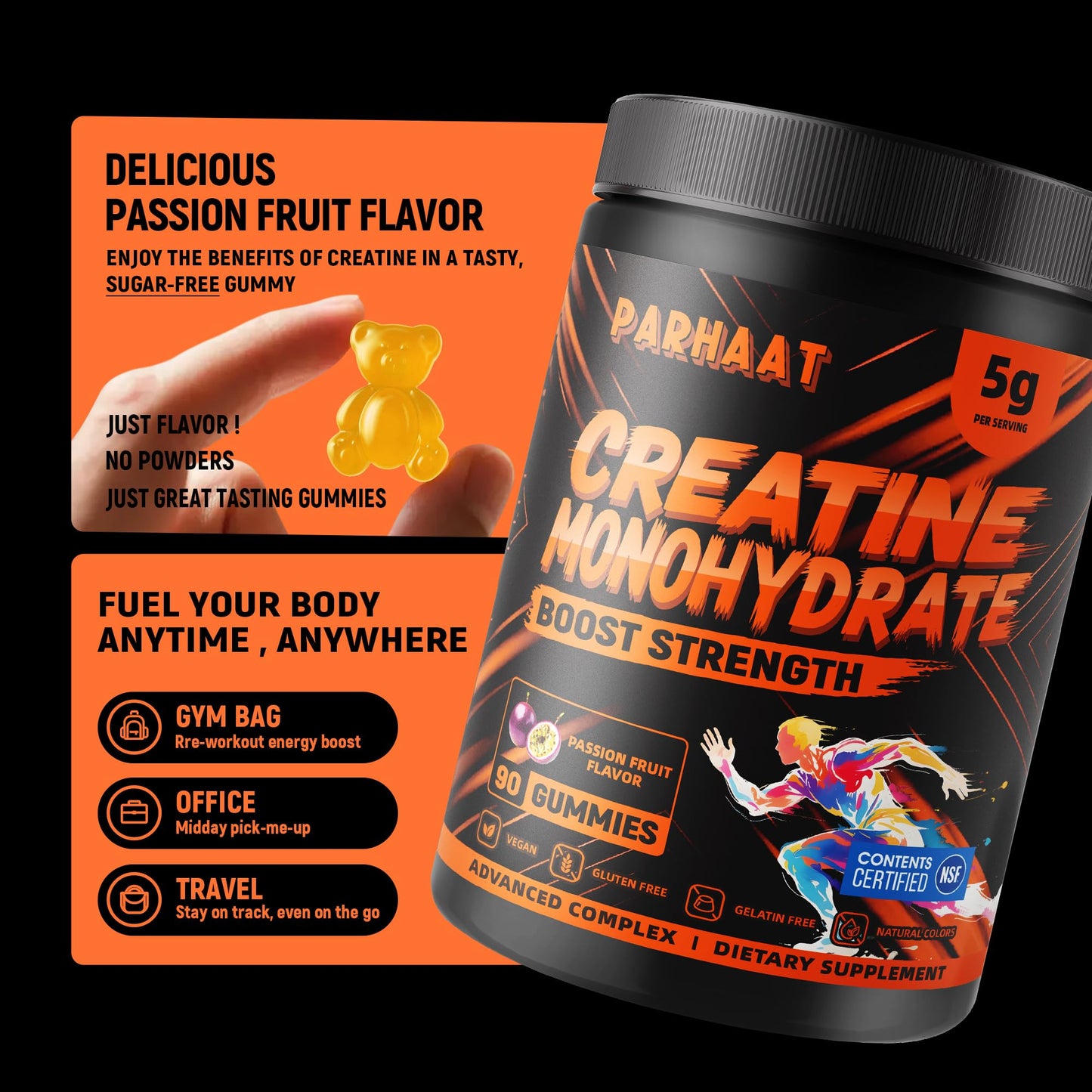 Parhaat Creatine Monohydrate Gummies 90 Count
