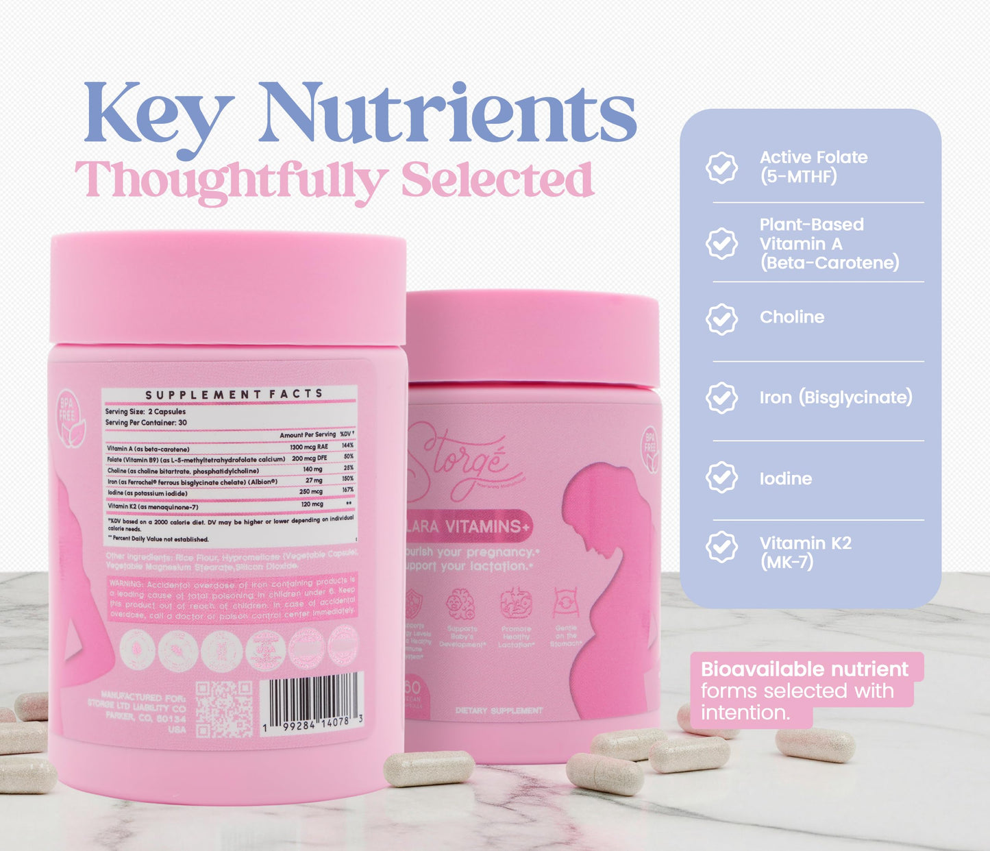 STORGE MOTHERHOOD Elara Prenatal & Postpartum Vitamins, Capsule, 60