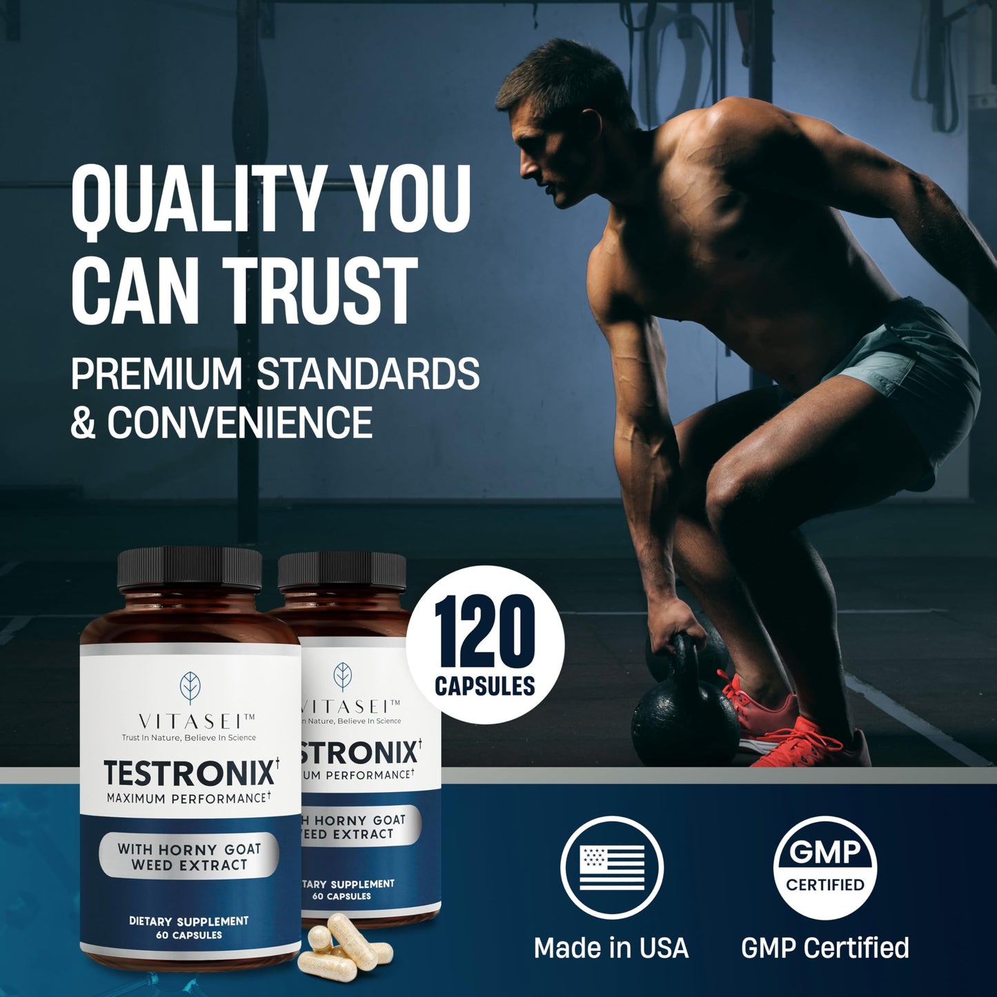 VITASEI Testronix Performance & Muscle Supplement Capsules 120