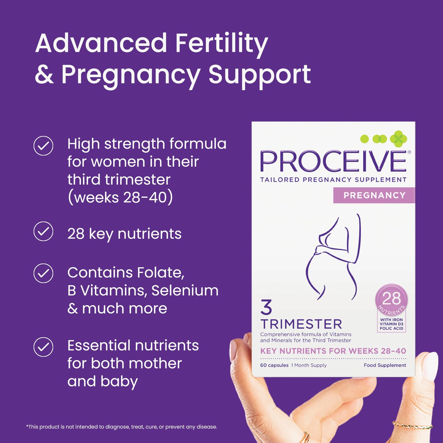Proceive Trimester 3 Prenatal Vitamins for Women 60 Capsules
