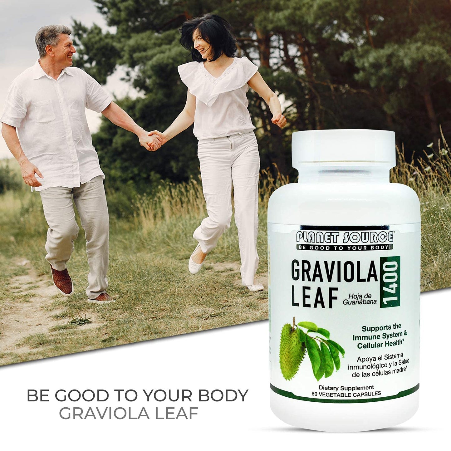 Planet Source Graviola Leaf - Annona Muritcata Capsules 60 Count
