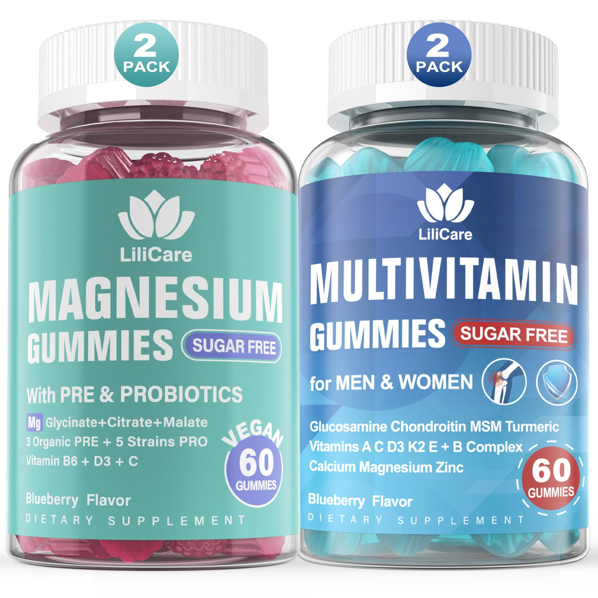 LILICARE Sugar Free Triple Magnesium Gummies 400mg with Prebiotics & Probiotics for Muscles & Mood, 240 Gummies