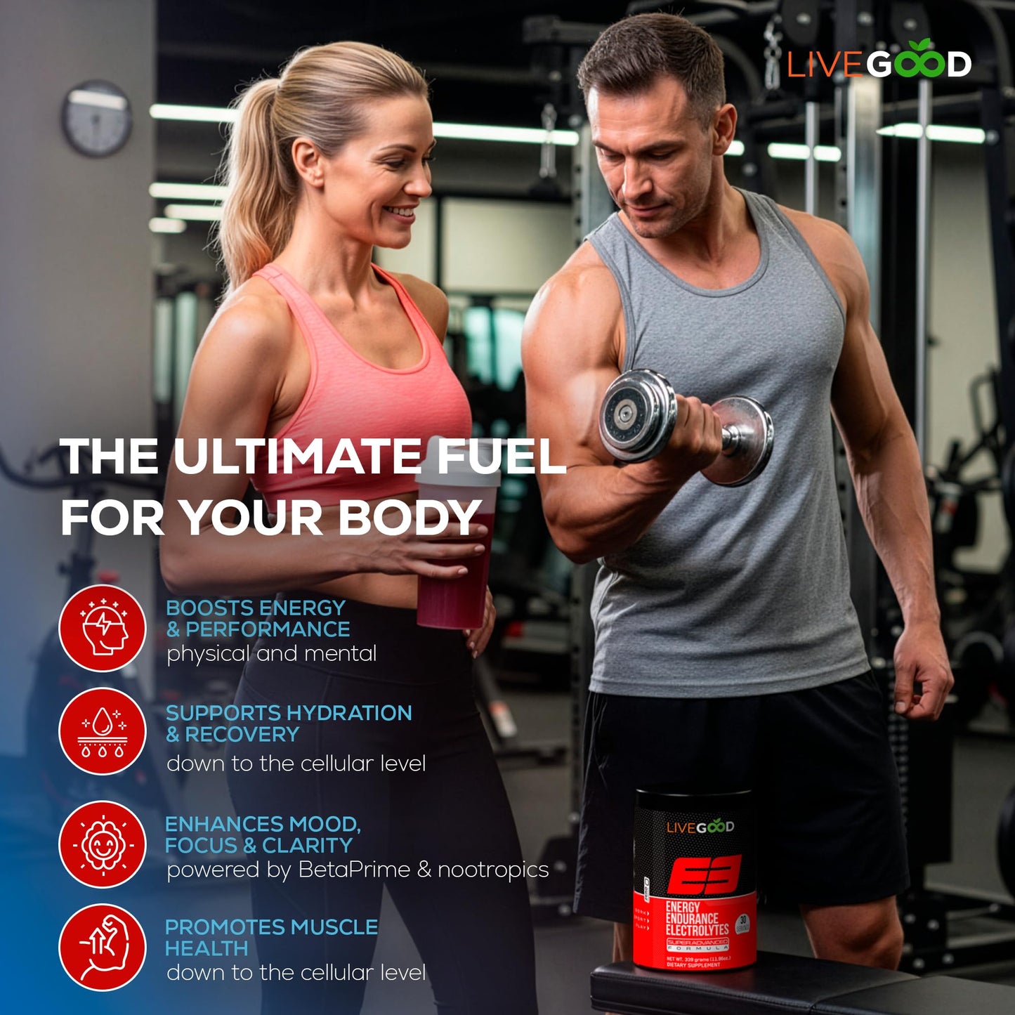 LIVEGOOD E3 Preworkout Powder, 11.96 Ounce