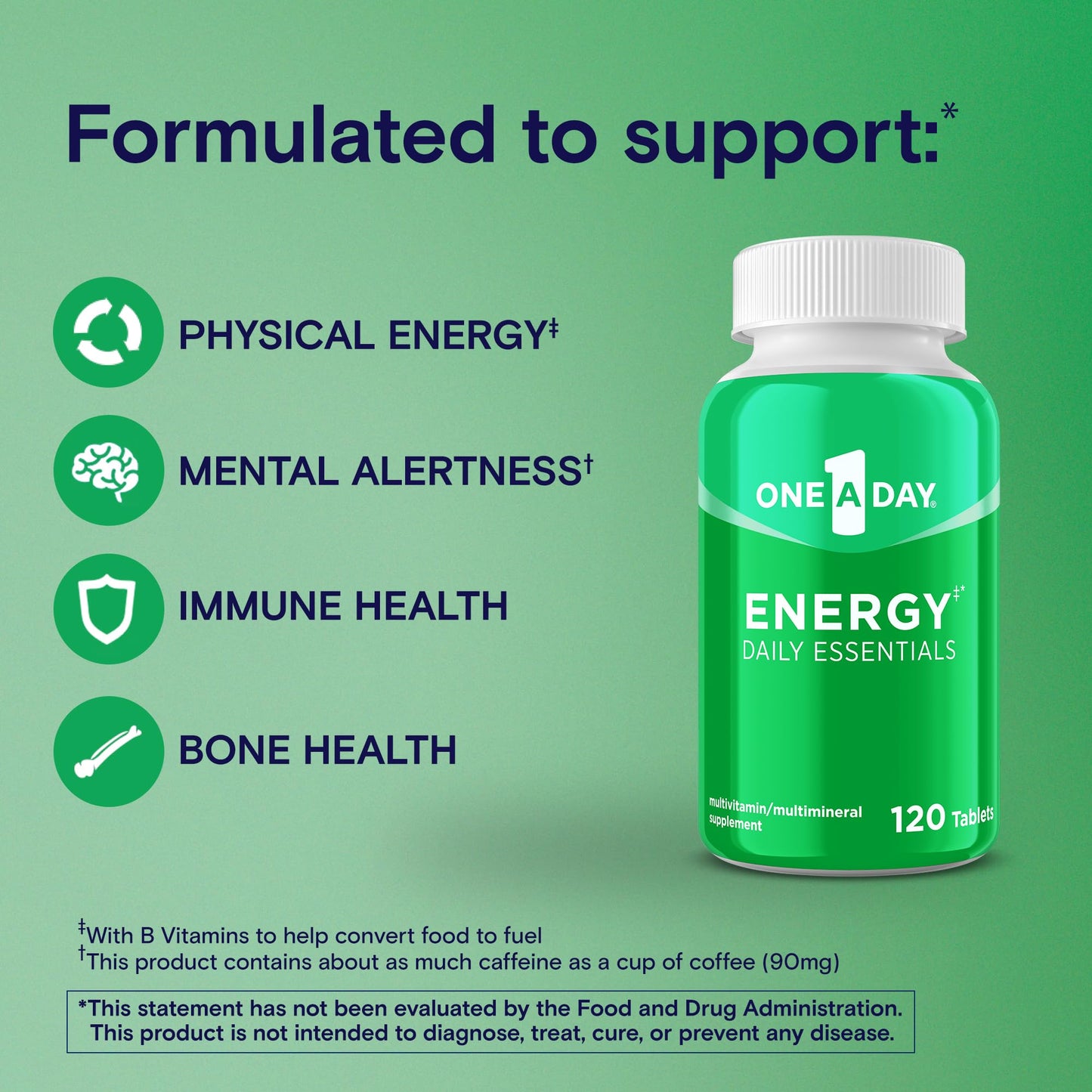 ONE A DAY Energy Daily Essentials Multivitamin Tablets, 120 Count