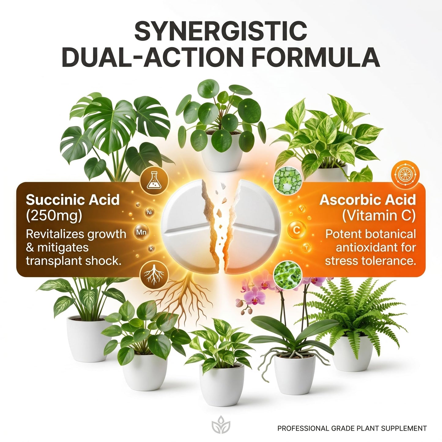 FARMAKOM Succinic Acid for Plants Biostimulant, 80 Tablets (250mg)