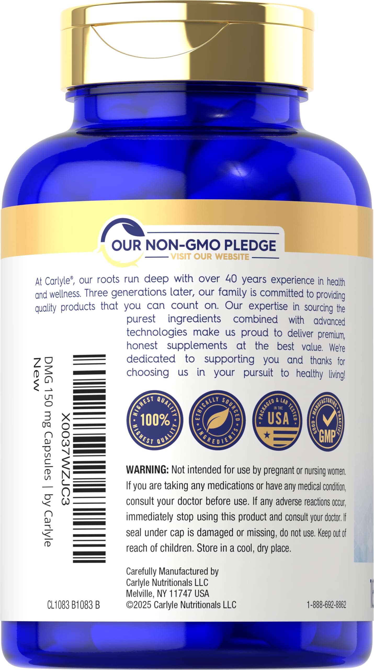 Carlyle DMG N-Dimethylglycine 150 mg Capsule, 180 Count