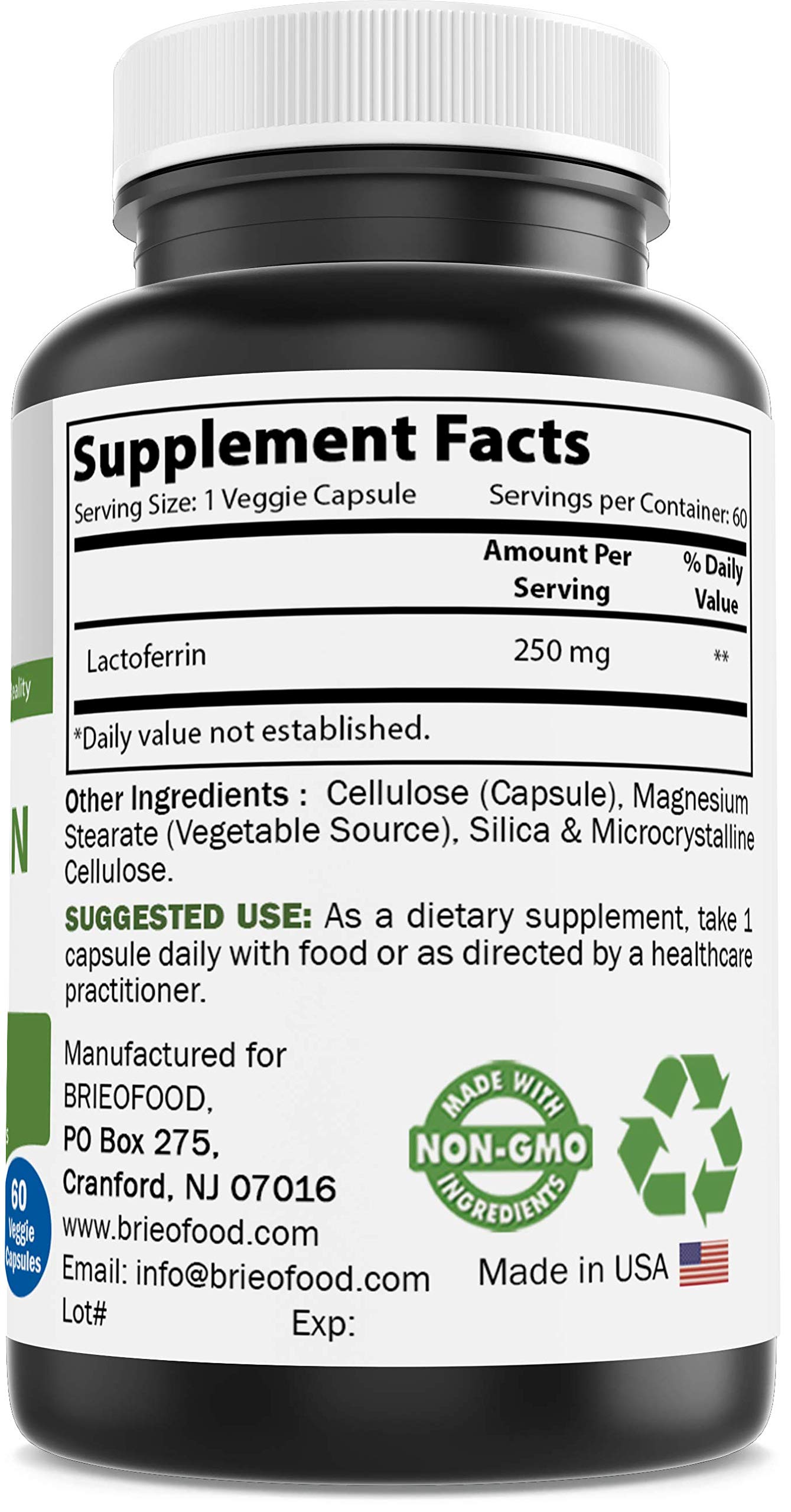 Brieofood Lactoferrin 250 mg Capsule, 60 Veggie Capsules