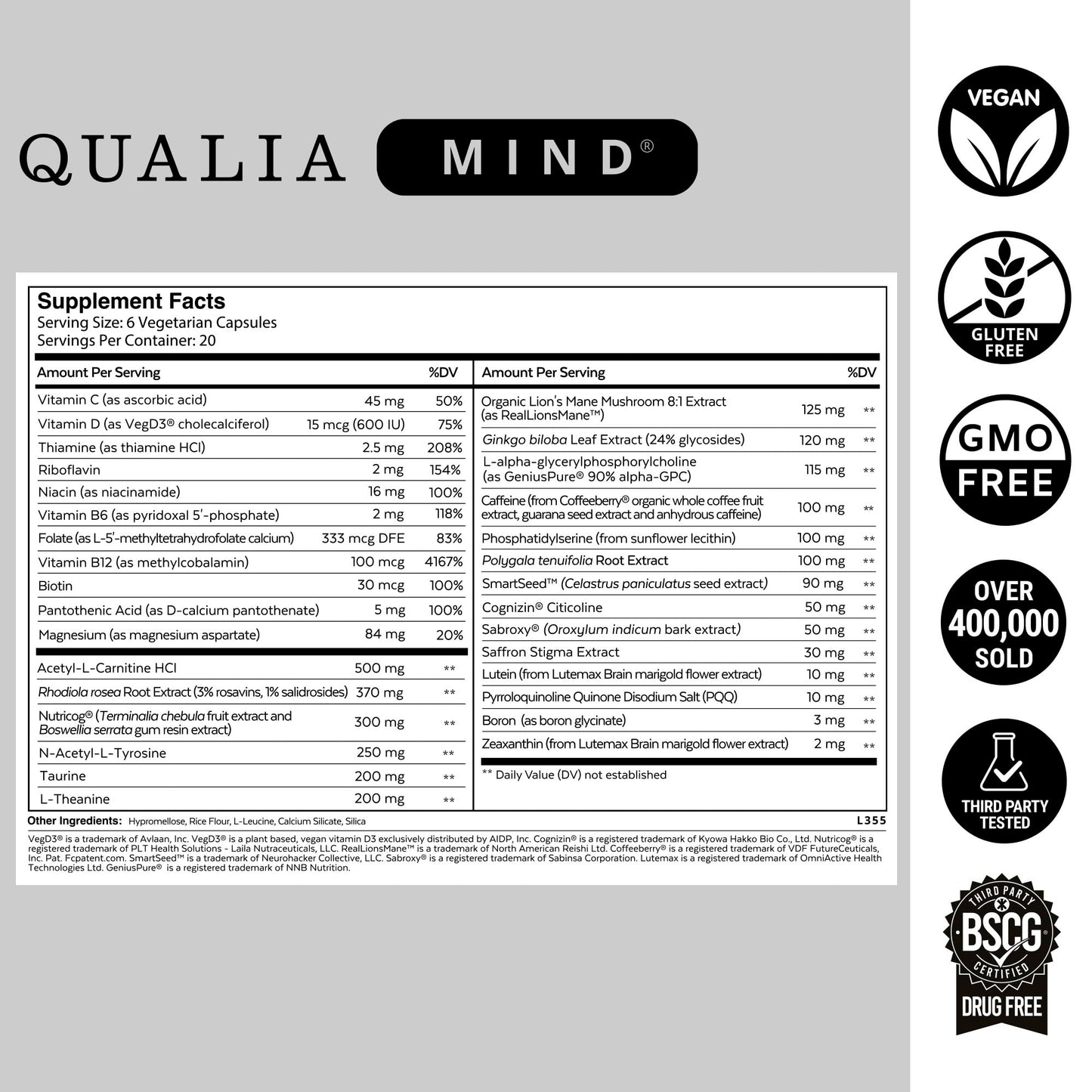 QUALIA LIFE SCIENCES QUALIA MIND Capsule 180