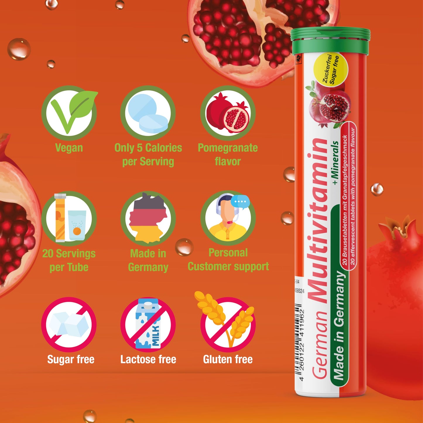T&D German Multivitamin + Mineralien Drink Effervescent Tablets 60 Tablets