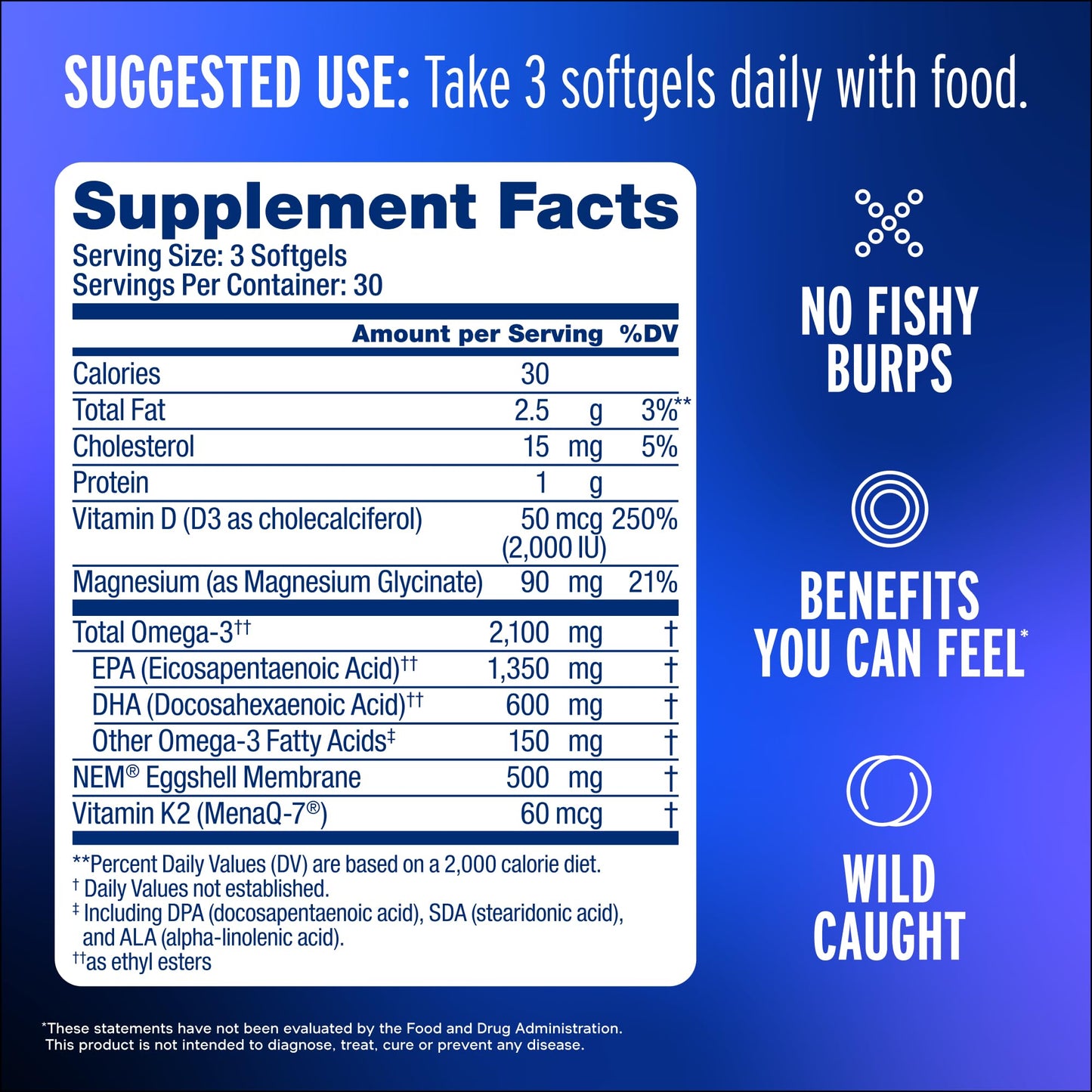 Oceanblue Omega-3 2100mg Fish Oil Softgels, 90 Count