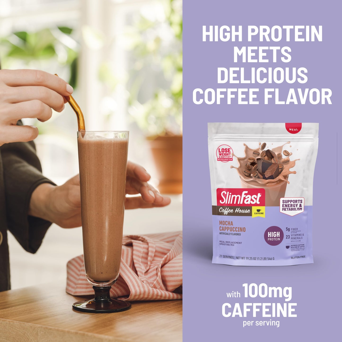 SlimFast High Protein Meal Replacement Powder Mocha Cappuccino, 19.25 Ounce