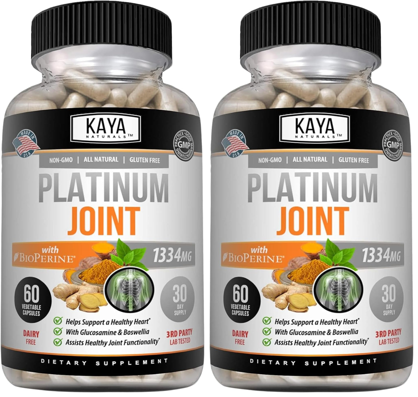 Kaya Naturals Platinum Turmeric Curcumin 1334mg with Boswellia, 120 Capsules