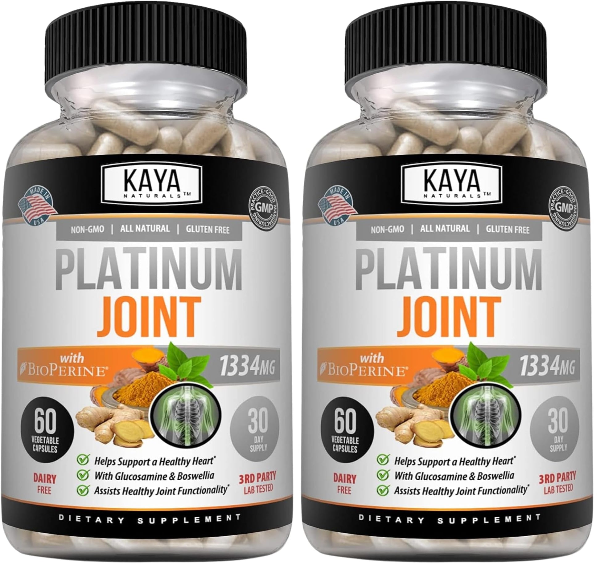 Kaya Naturals Platinum Turmeric Curcumin 1334mg with Boswellia, 120 Capsules