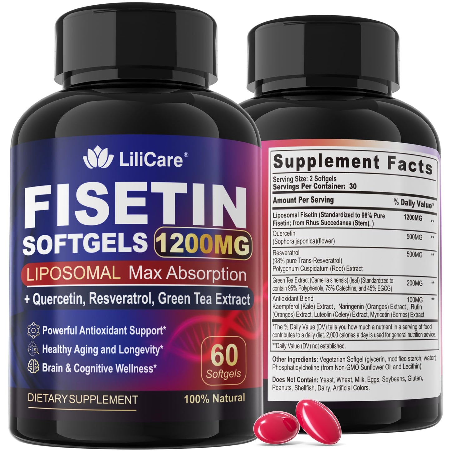 LILICARE Fisetin Supplement Softgels 60 Count