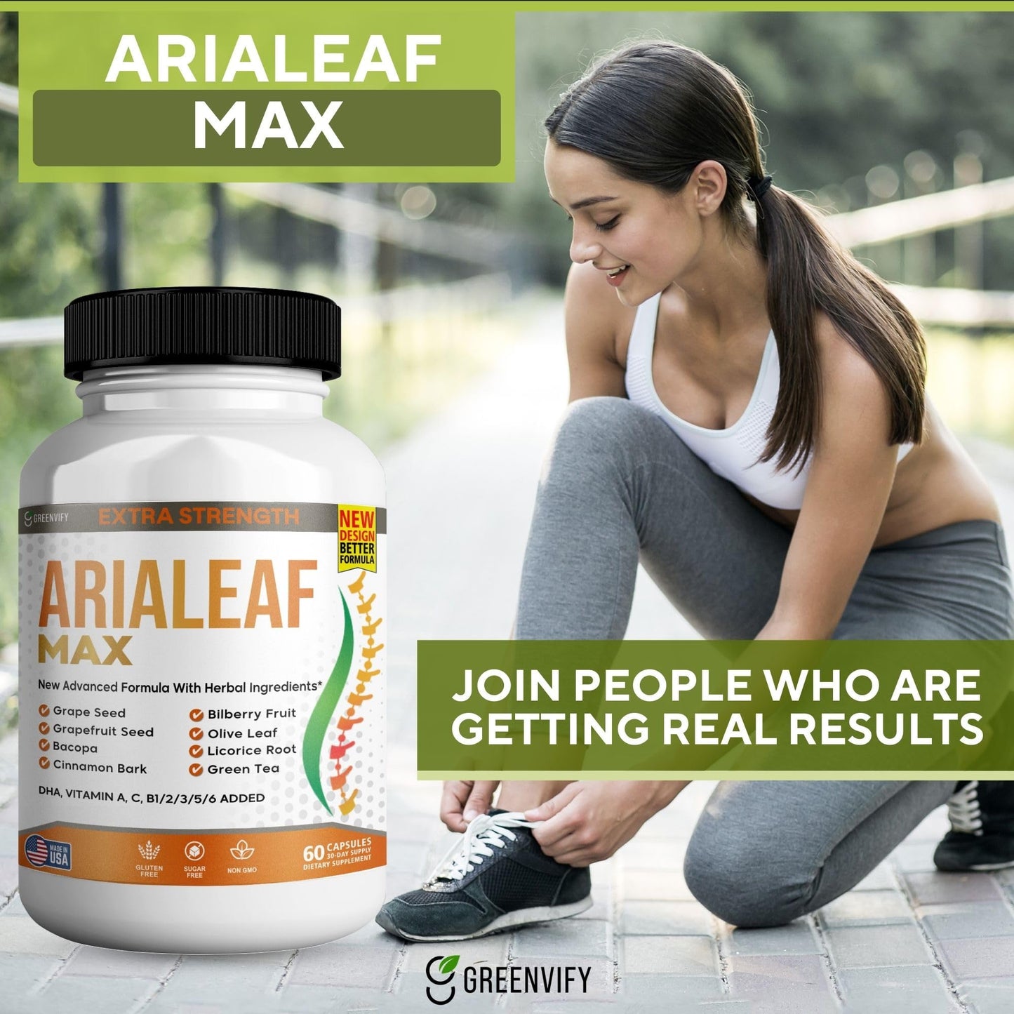 GREENVIFY Aria Leaf Max Extra Strength Nootropic Supplement 60 Capsules
