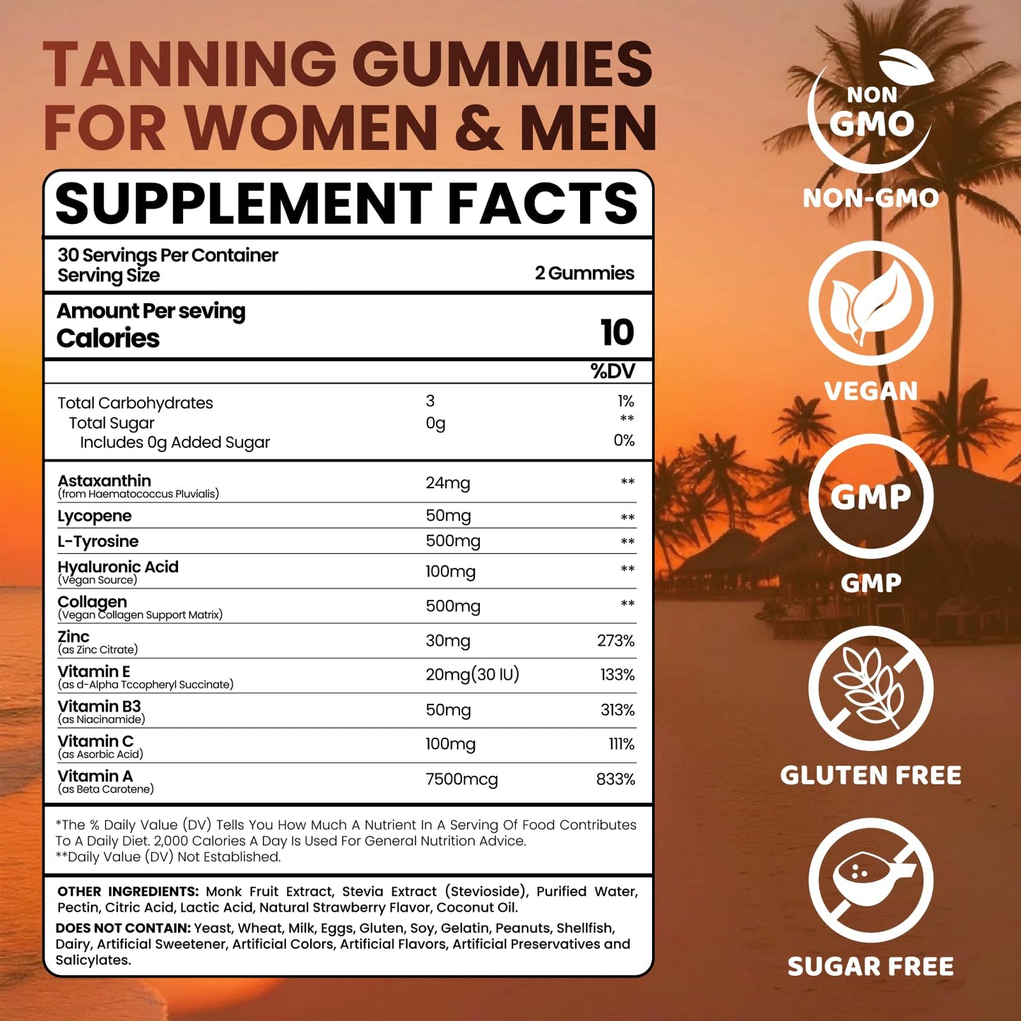 Aube'Azur Tanning Gummies for Women Gummy 60 Count