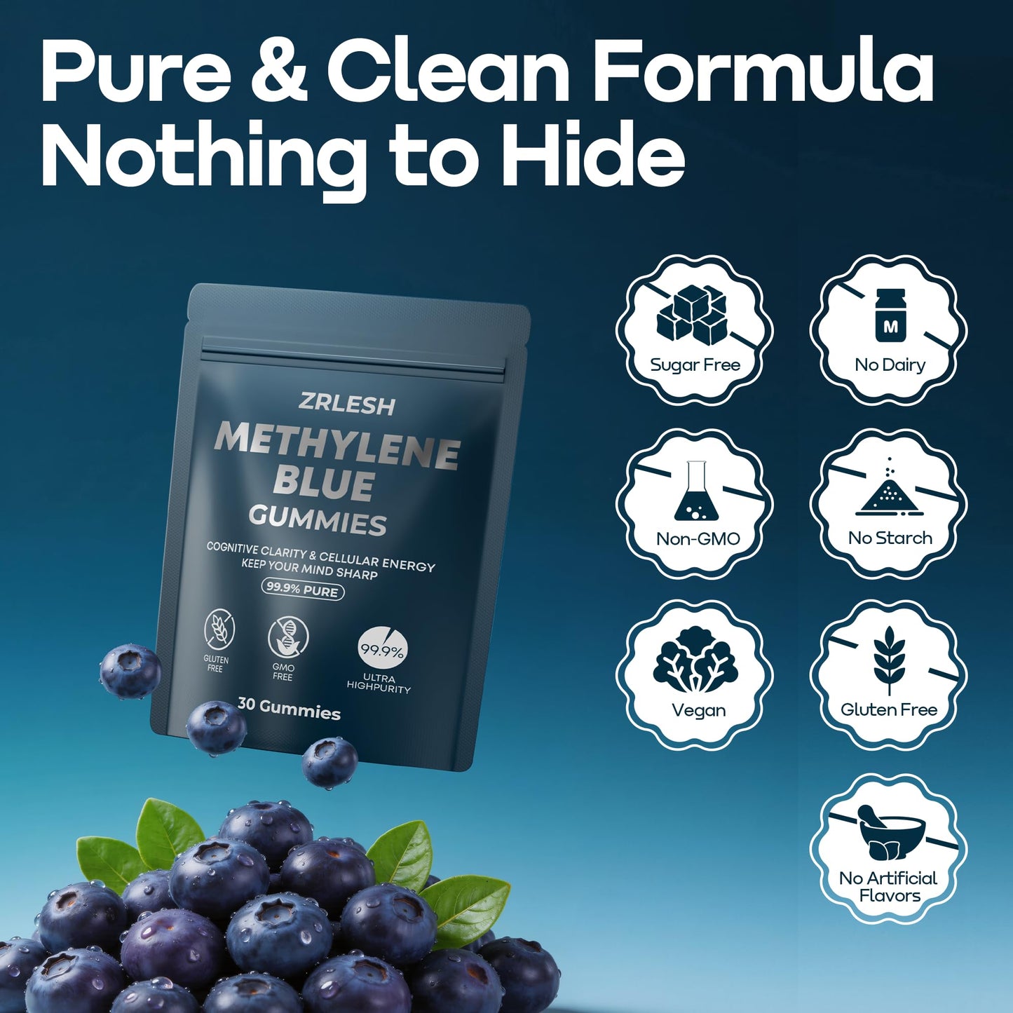 ZRLESH Methylene Blue Gummies, 7 mg per gummy, 30 Gummies