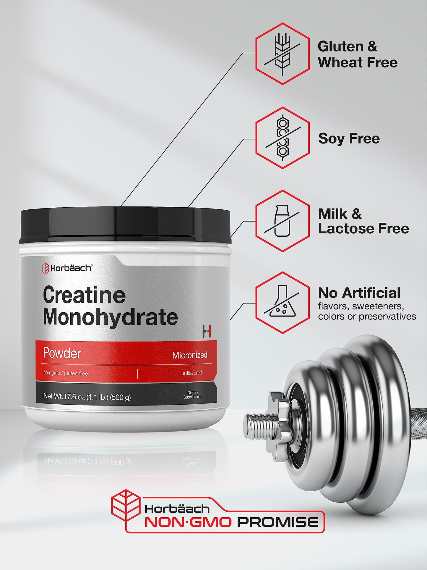 Horbäach Creatine Monohydrate Powder 17.6 oz