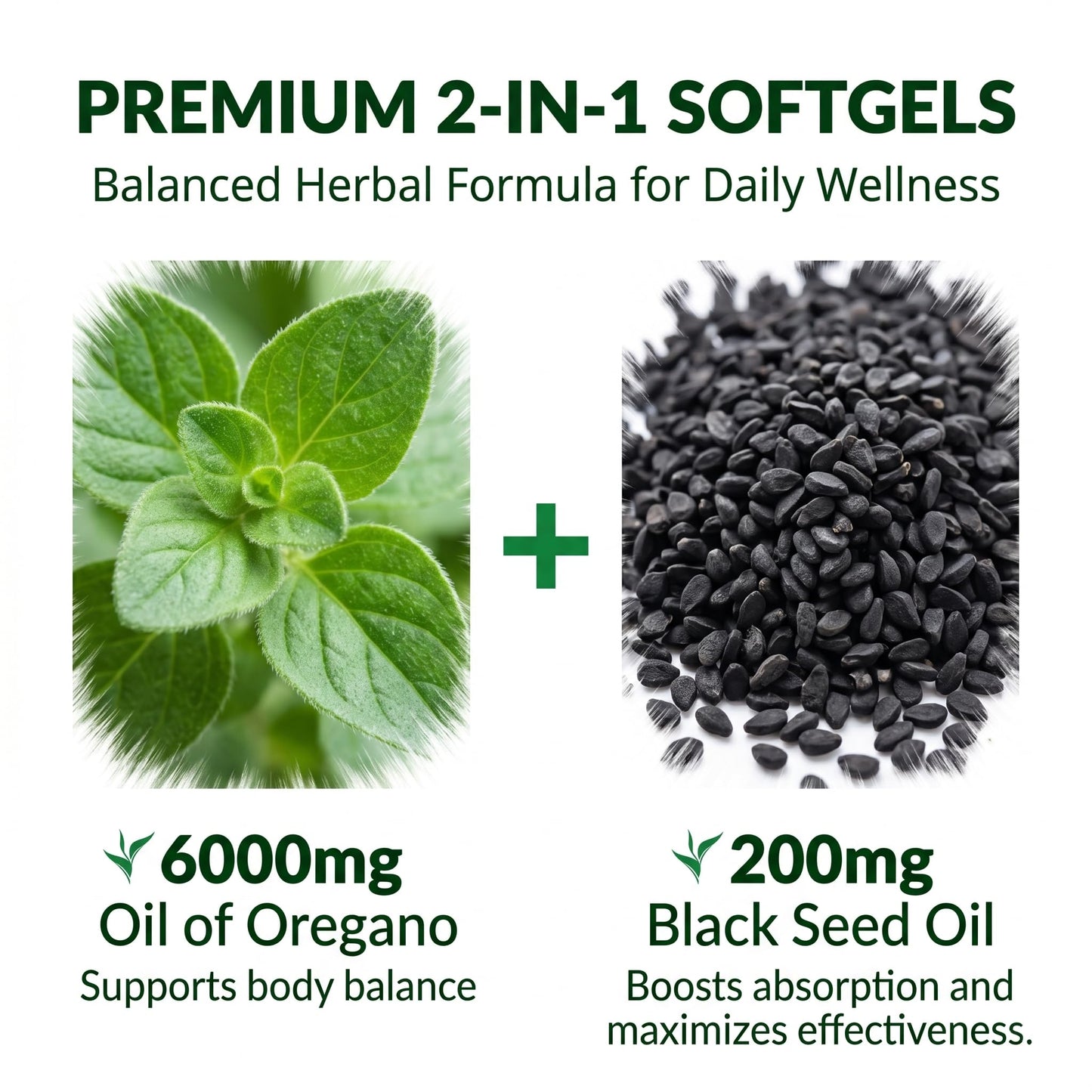 Cleantra Organic Oil of Oregano with Black Seed Oil 6000mg Softgels, 120 Count