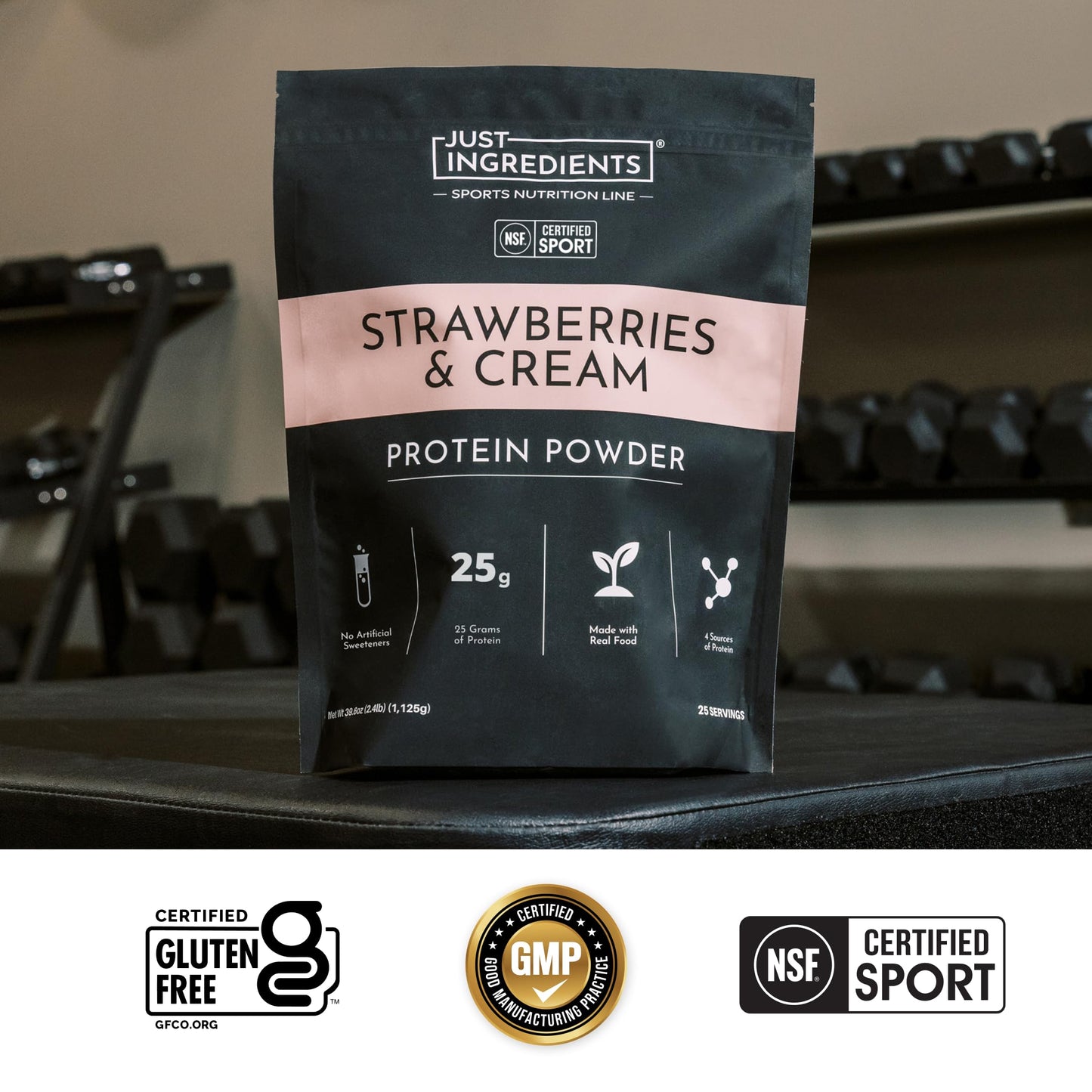 JUST INGREDIENTS Strawberries & Cream Protein Powder 20 Servings