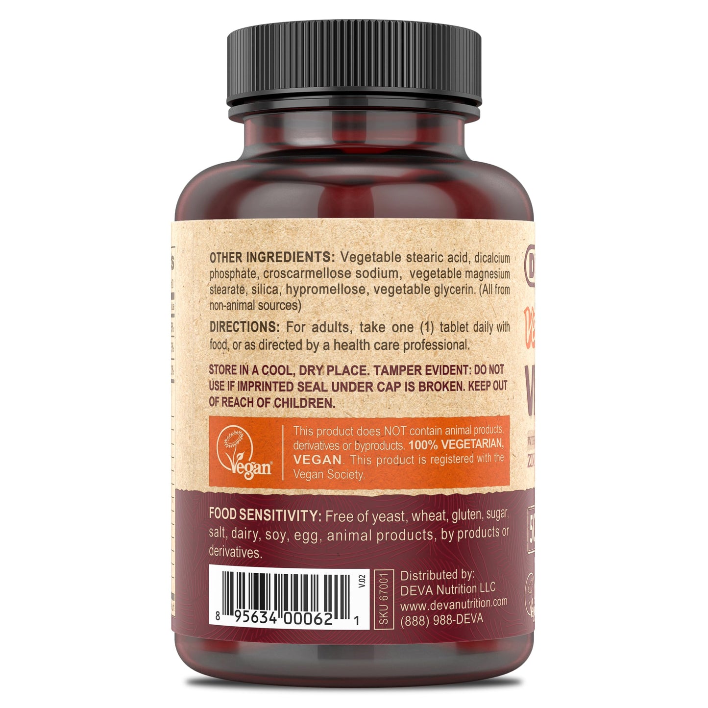 DEVA Vegan Vitamin C 500 mg with Elderberry, Echinacea, Zinc & More Tablets, 90 Count