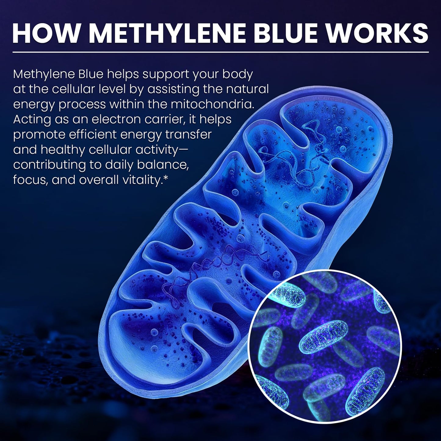 MOBISOUL Methylene Blue 30mg Capsules, USP Pharma Grade Methylene Blue Supplement with Vitamin C & Organic Cacao, High Absorption Support, 60 Capsules