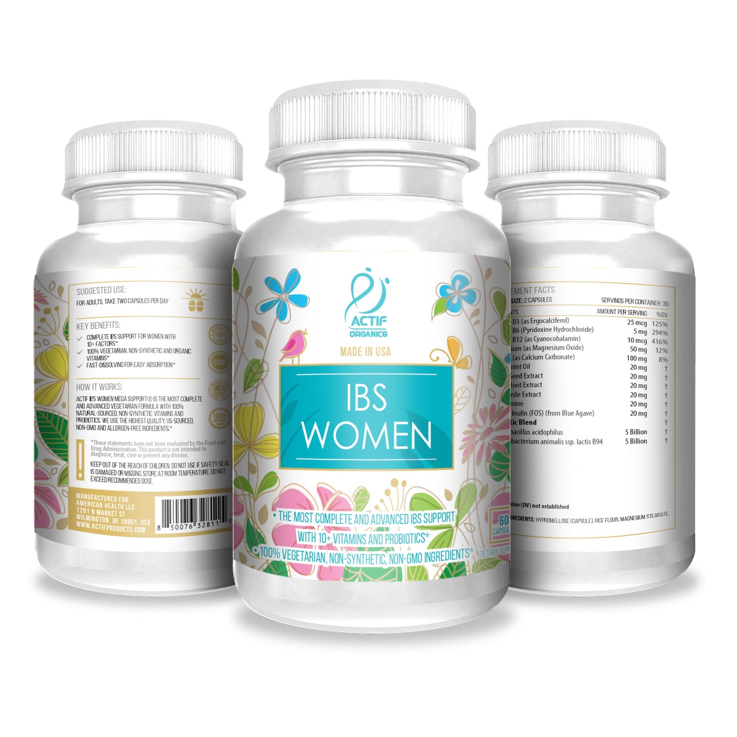 ACTIF IBS Women Maximum Support with 10+ Advanced Factors Capsules 60 Count