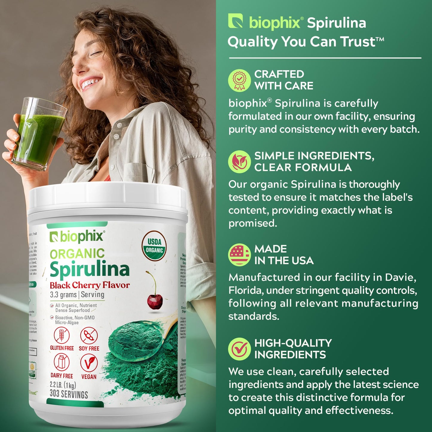 biophix Organic Spirulina Powder 2.2 lb
