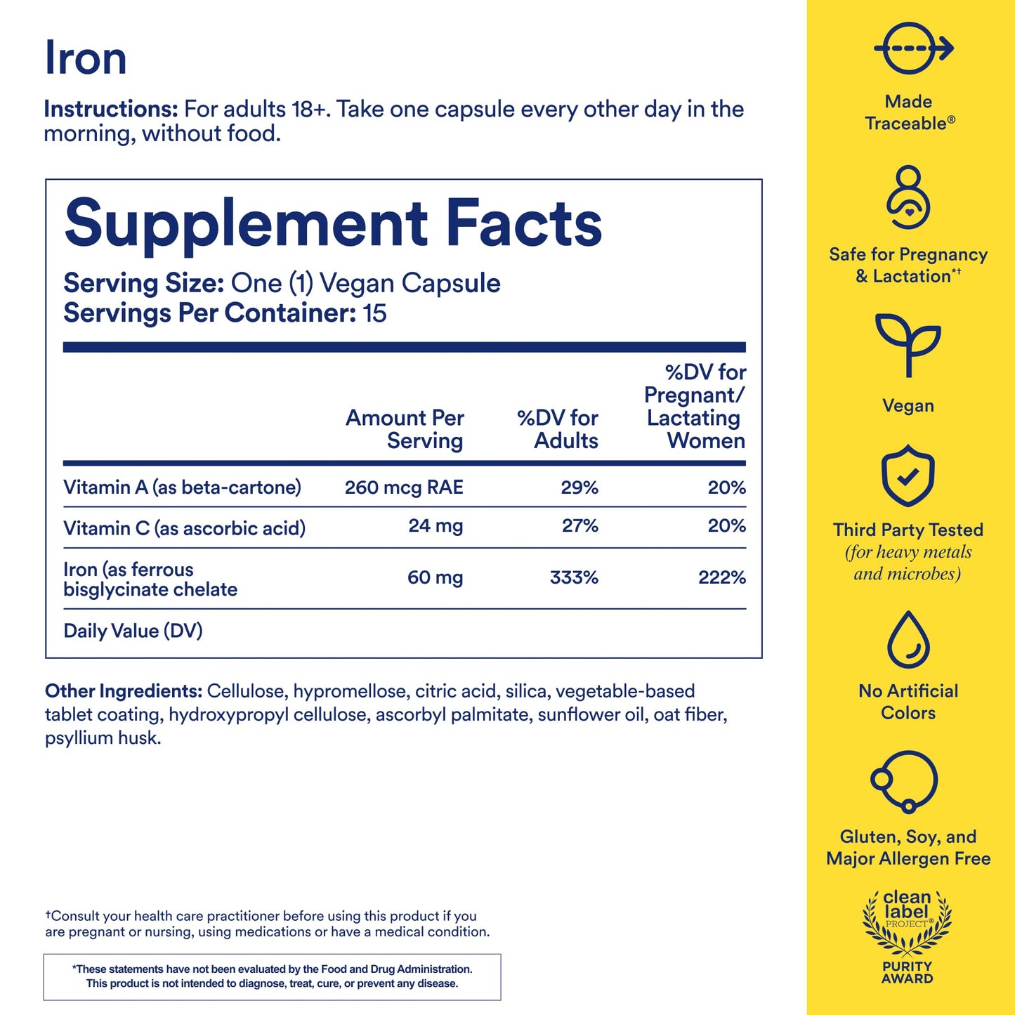 Ritual Iron Bisglycinate Supplement 60mg Capsule 15 Capsules