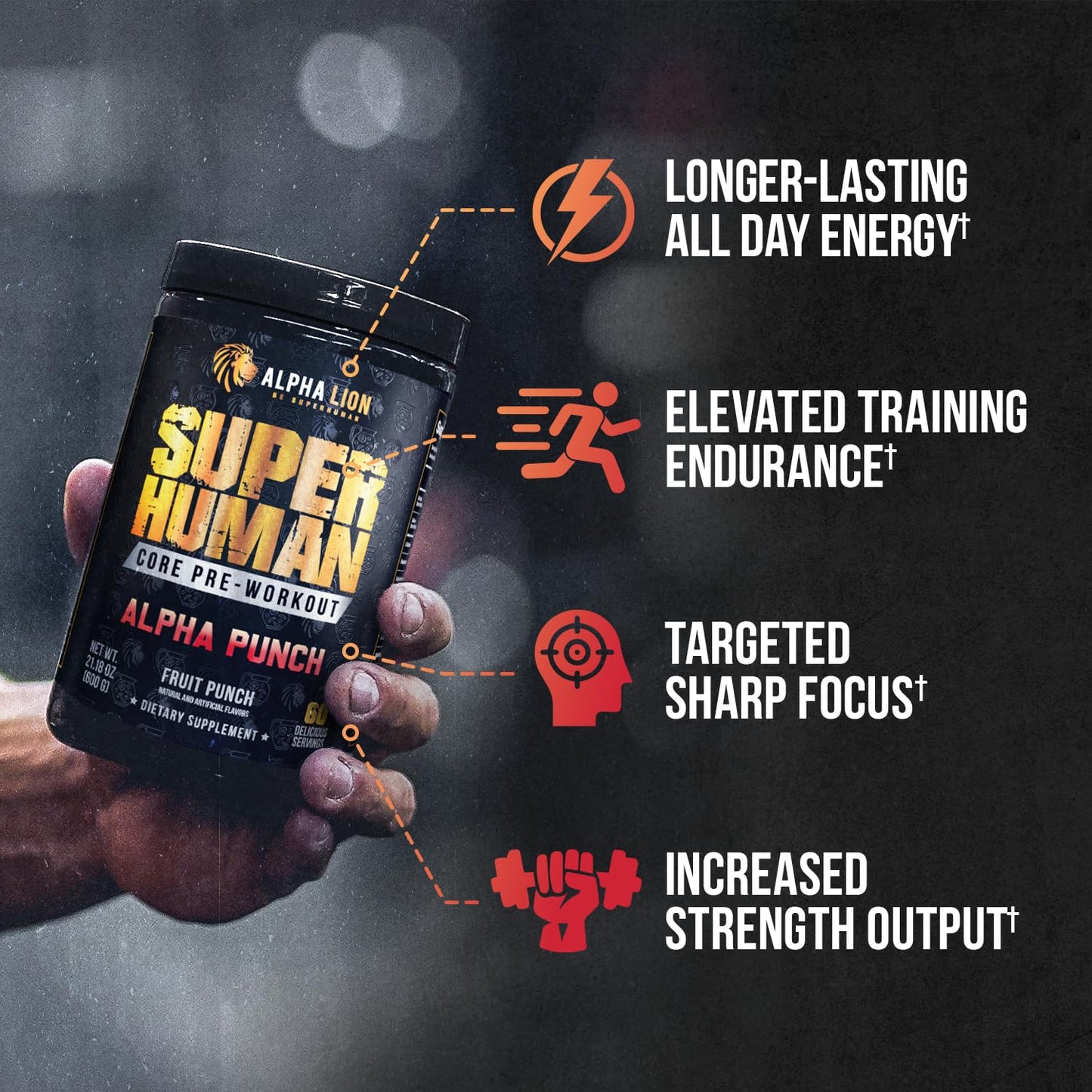 ALPHA LION Core Pre Workout Powder with Creatine 60 Servings