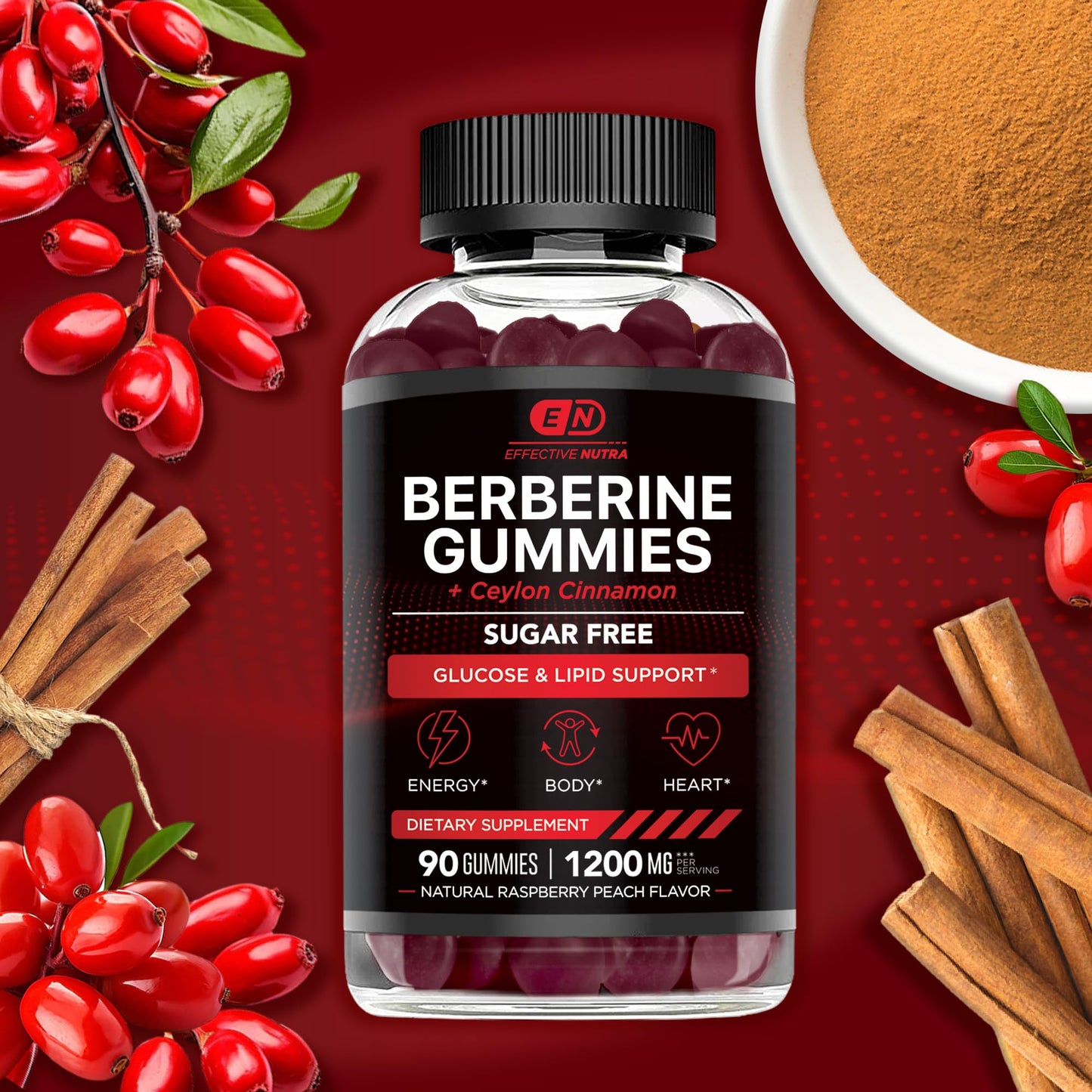 Effective Nutra Berberine Gummies with Ceylon Cinnamon 90 Count