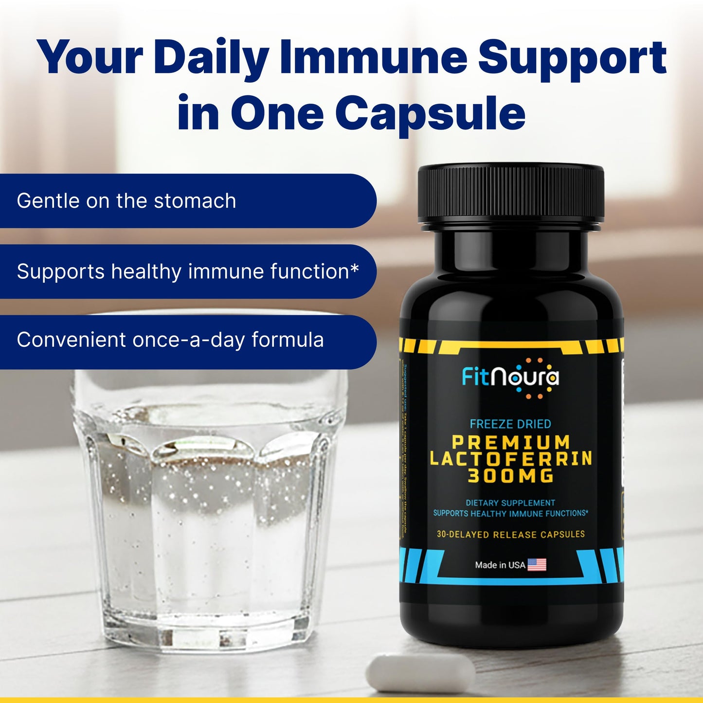 FitNoura Enteric Coated Lactoferrin Capsule, 30 Count