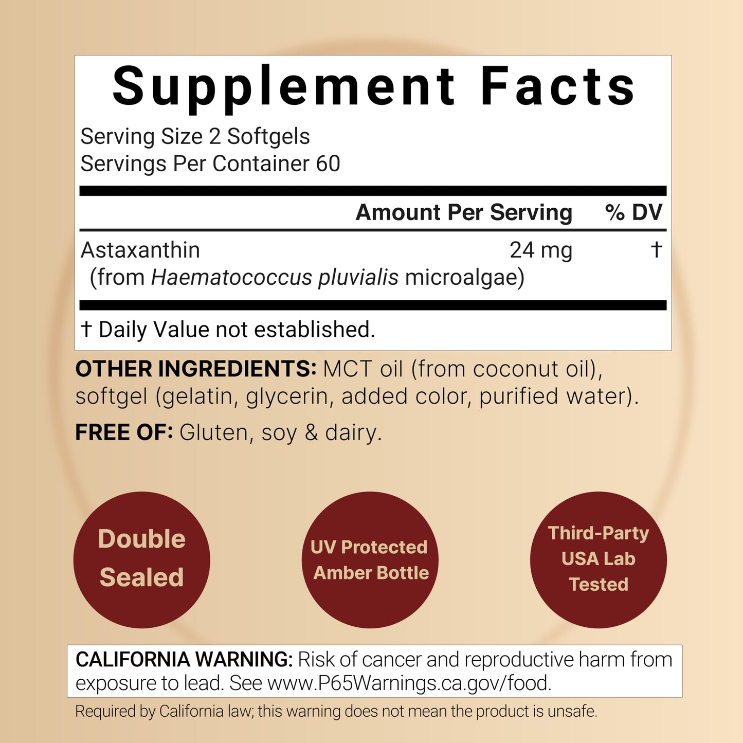 NatureBell Astaxanthin 24 mg Softgels, 120 Count