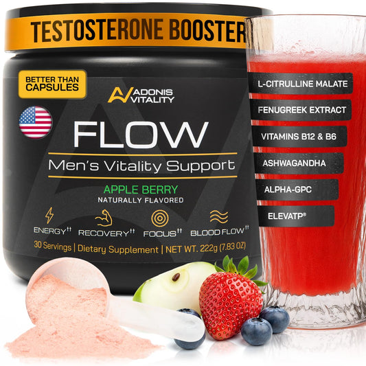 Adonis Vitality Testosterone Booster for Men Flow Powder 7.83 Ounce