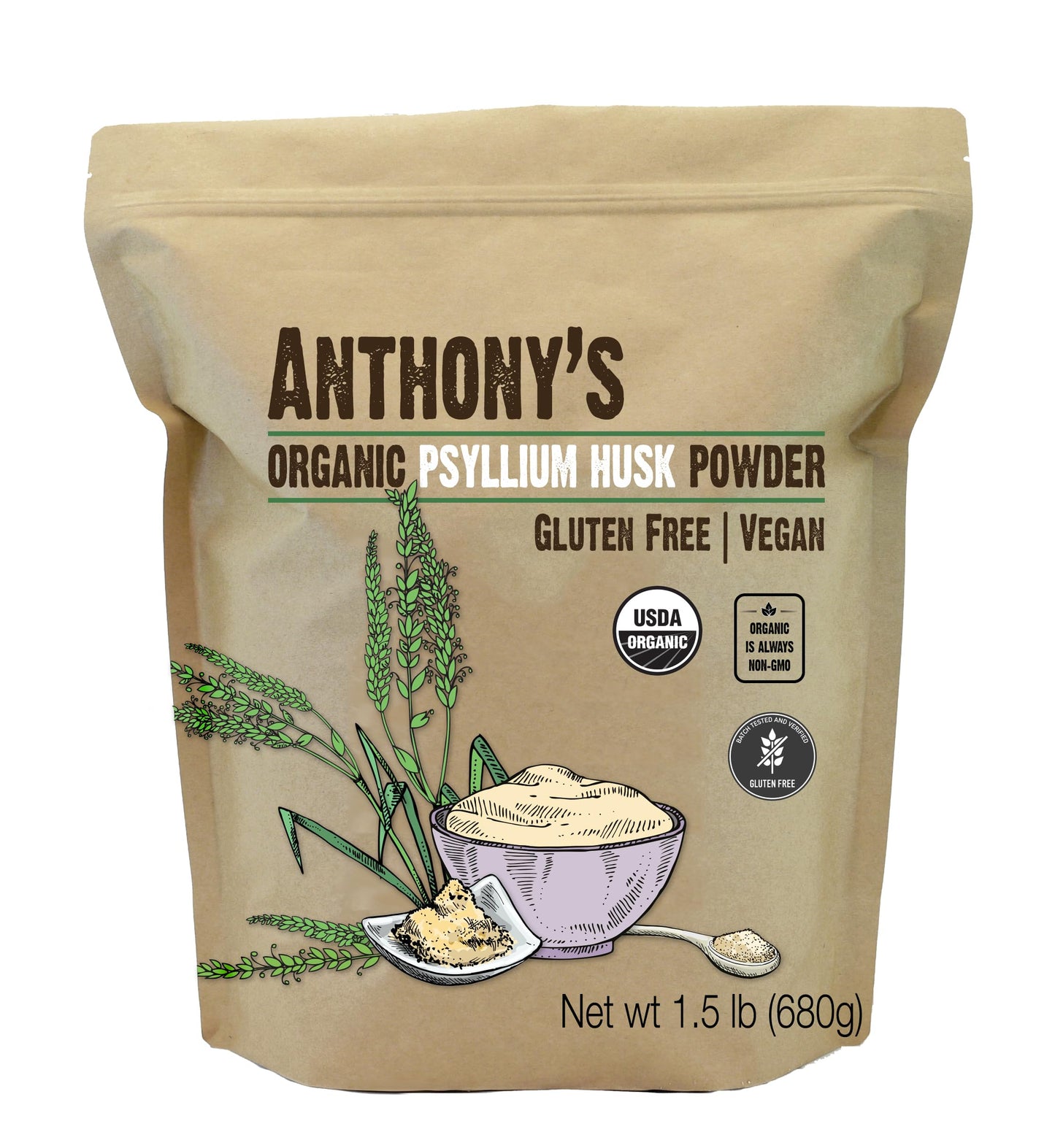 Anthony's Organic Psyllium Husk Powder 24 oz