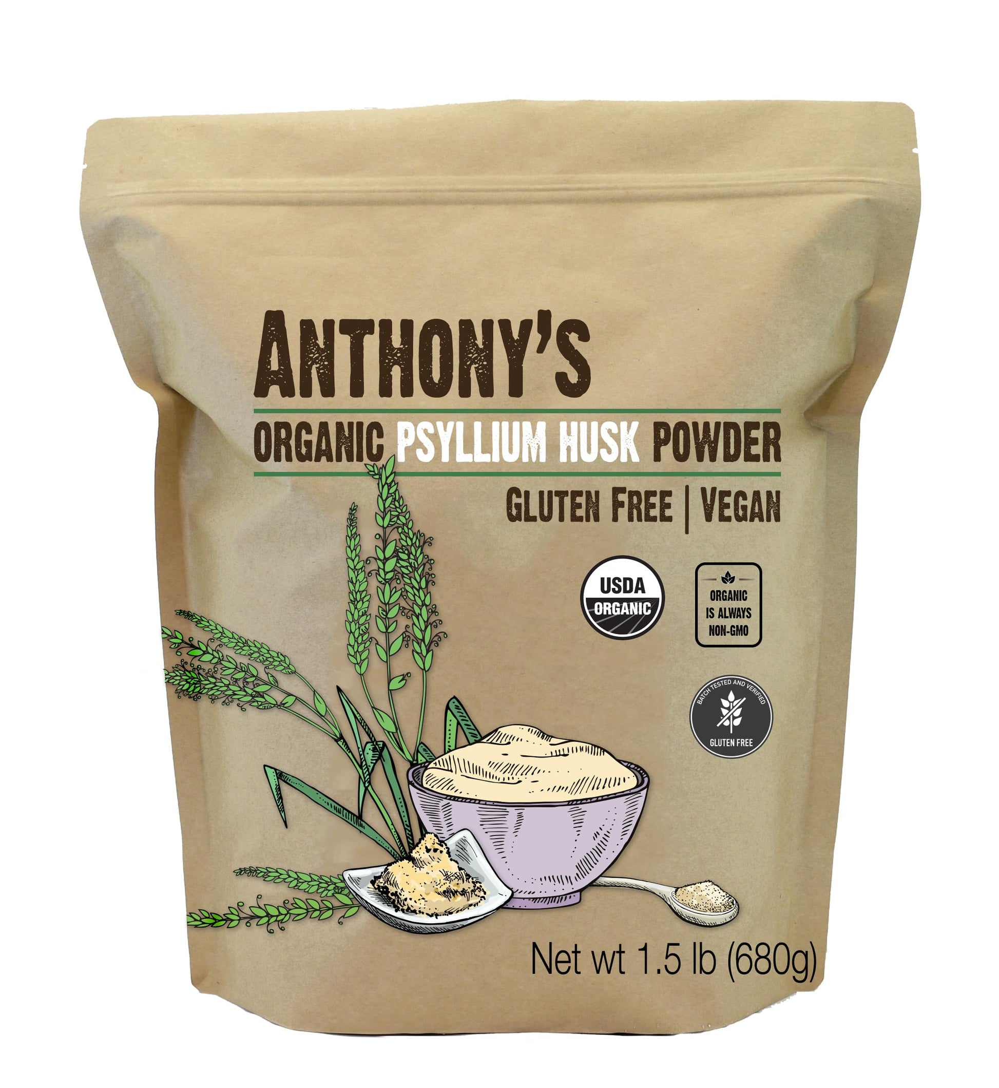 Anthony's Organic Psyllium Husk Powder 24 oz