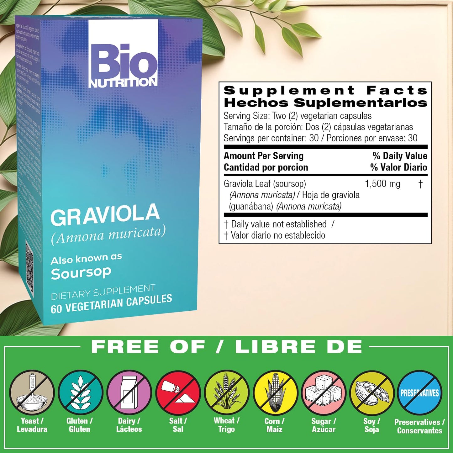 Bio Nutrition Graviola Soursop 60 Capsules